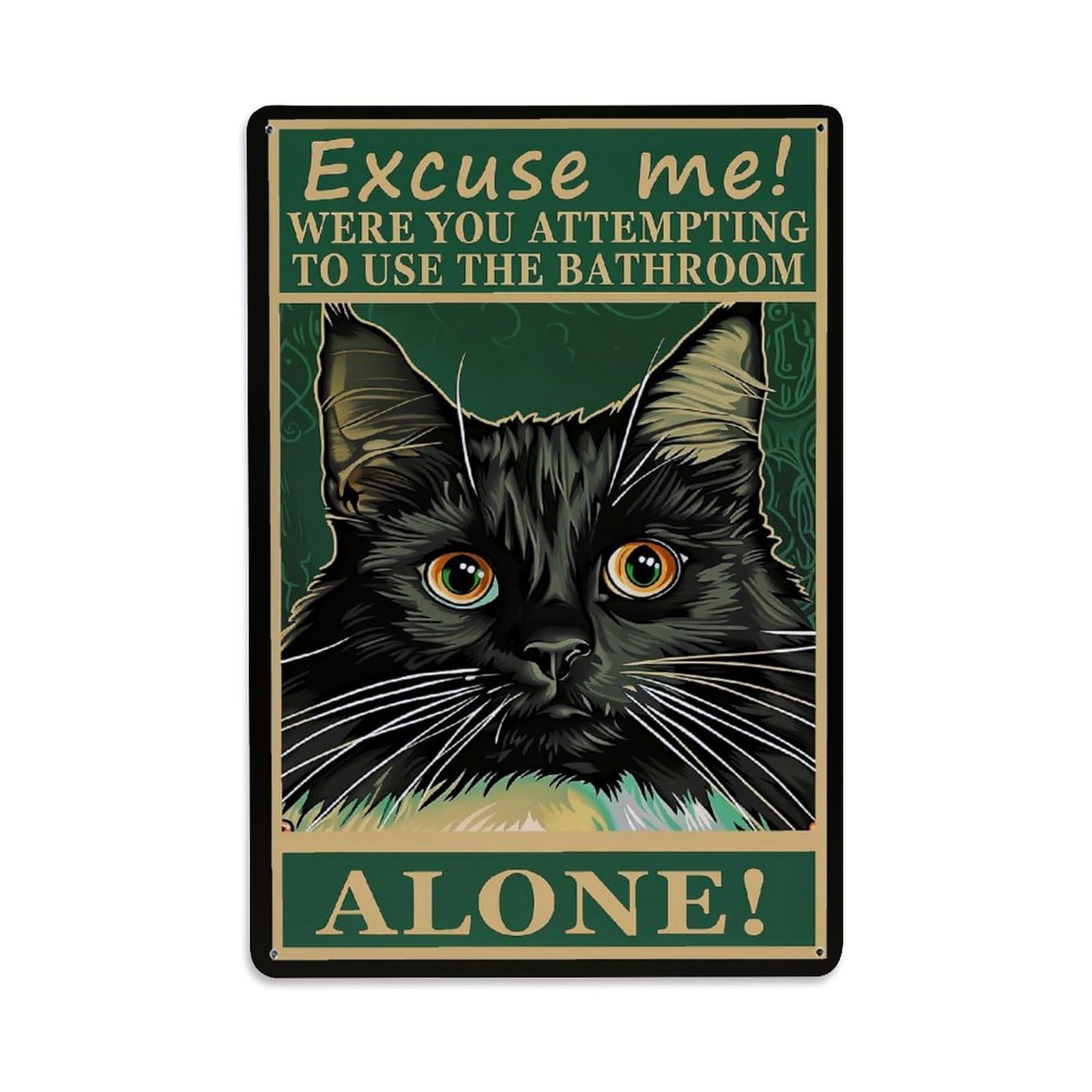 Bliveurn Vintage Black Cat Bathroom Humor Poster_1 Retro Metal Tin Sign, Metal Poster For Home, Gaming Room, Studio Workshop,Bar,Garage Wall Art Decor 8X12 Inch