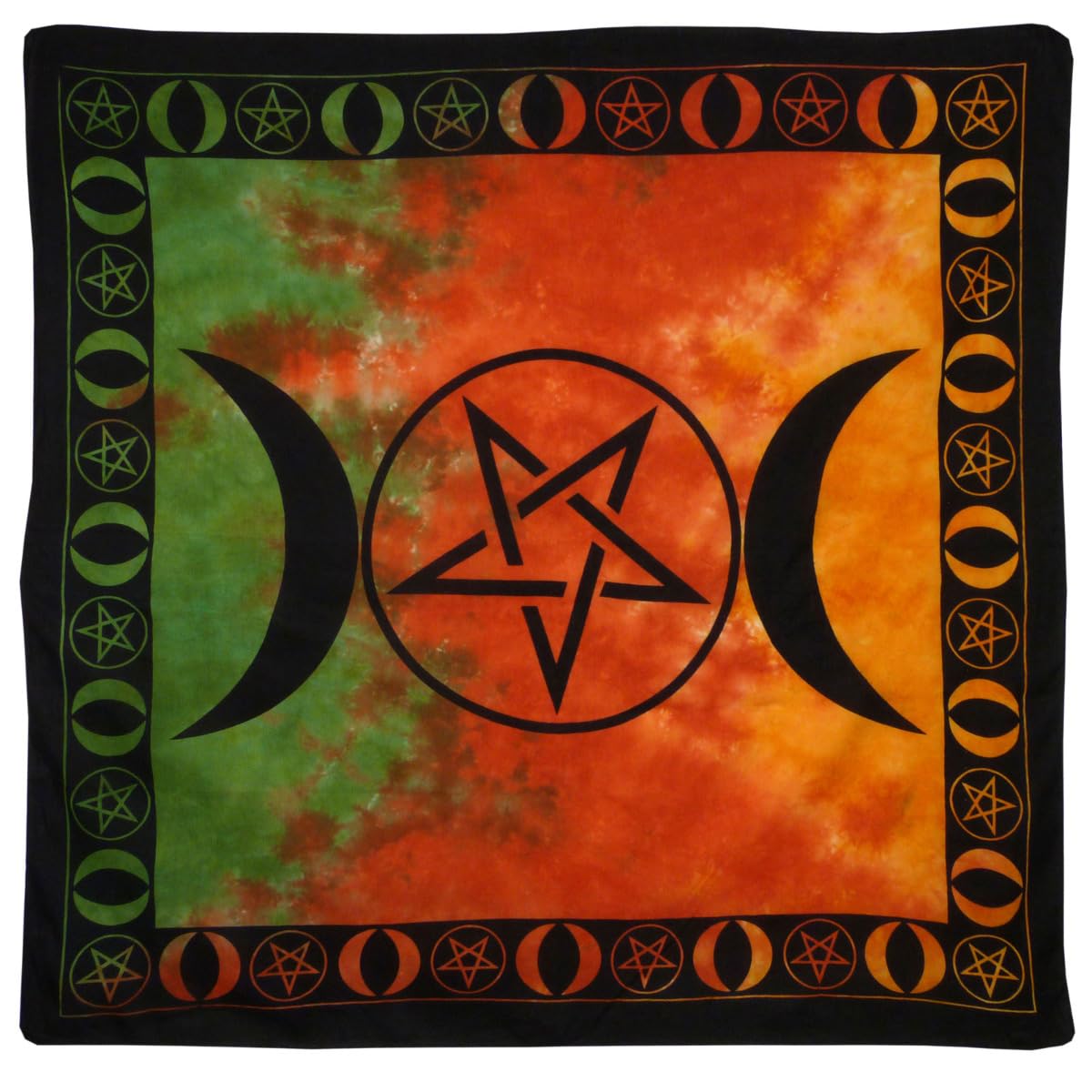 Pickled Moon Multicolour Wicca Pagan Triple Moon Pentagram Wall Hanging Tapestry