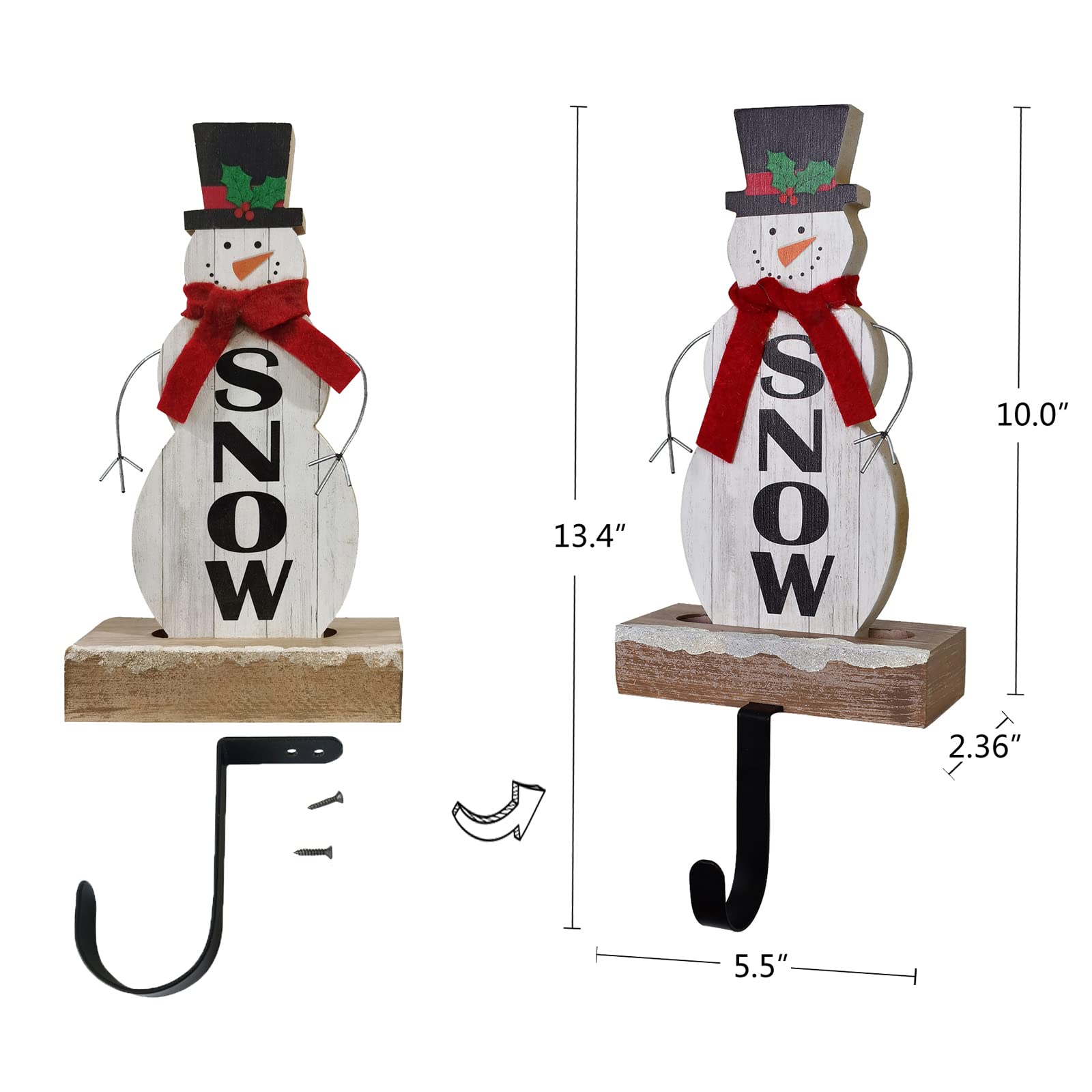 Decoración de muñeco de nieve Soporte de calcetín de Navidad decorativo de madera Letrero de Navidad Figurita de muñecos de nieve Adornos de invierno Percha para Mantel Chimenea Decoración de mesa