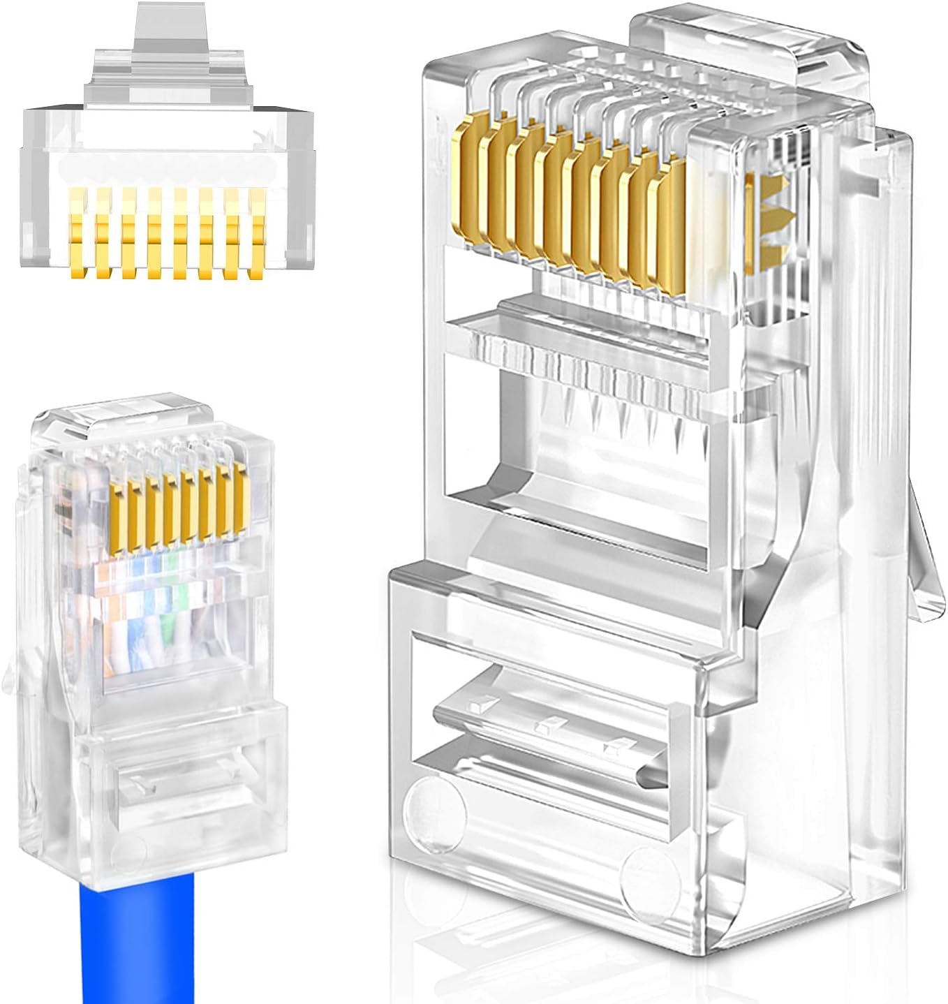 Preciva Kit de Crimpadora Rj45, 3 en 1 Caja herramientas con crimpadora, Tester RJ45, Cable RJ45, Roseta RJ45 y Juego Herramientas para Instalación Profesional