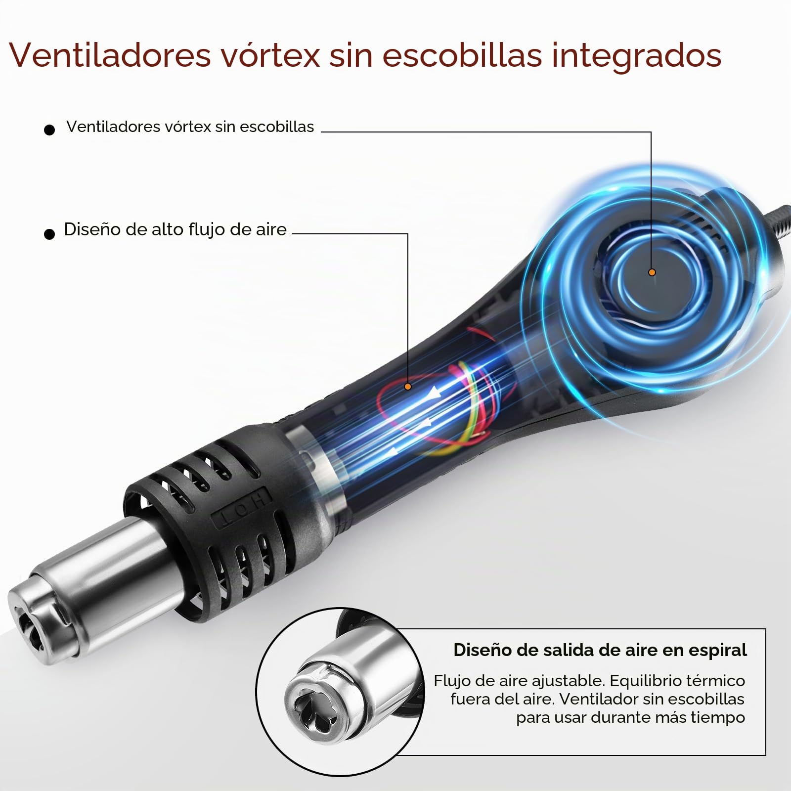 Towwoo Estación de Soldadura 2 en 1 con Aire Caliente, Conversión °C/ºF, Pantalla LED, Temperatura Ajustable 200-500℃, Soldador de Estaño para Reparación