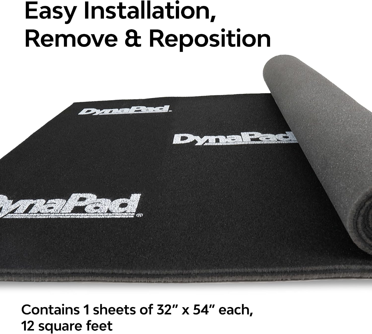 DYNAMAT 21100 DynaPad 32" x 54" x 0.452" Thick Non-Adhesive Sound Deadener, Black – Made in USA