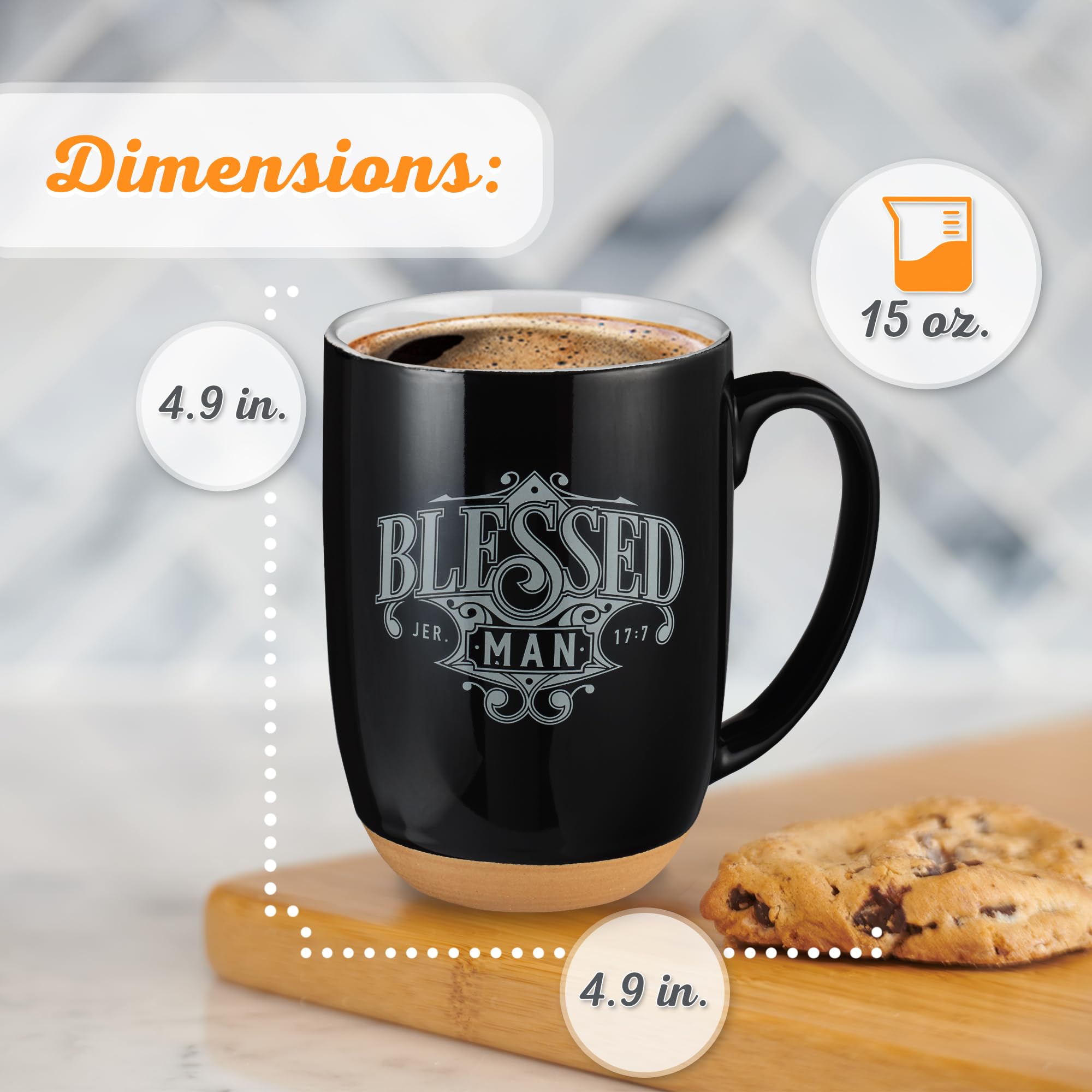 Christian Art Gifts Mug en céramique avec inscription « Inspirational Coffee » 15 oz Blessed Man