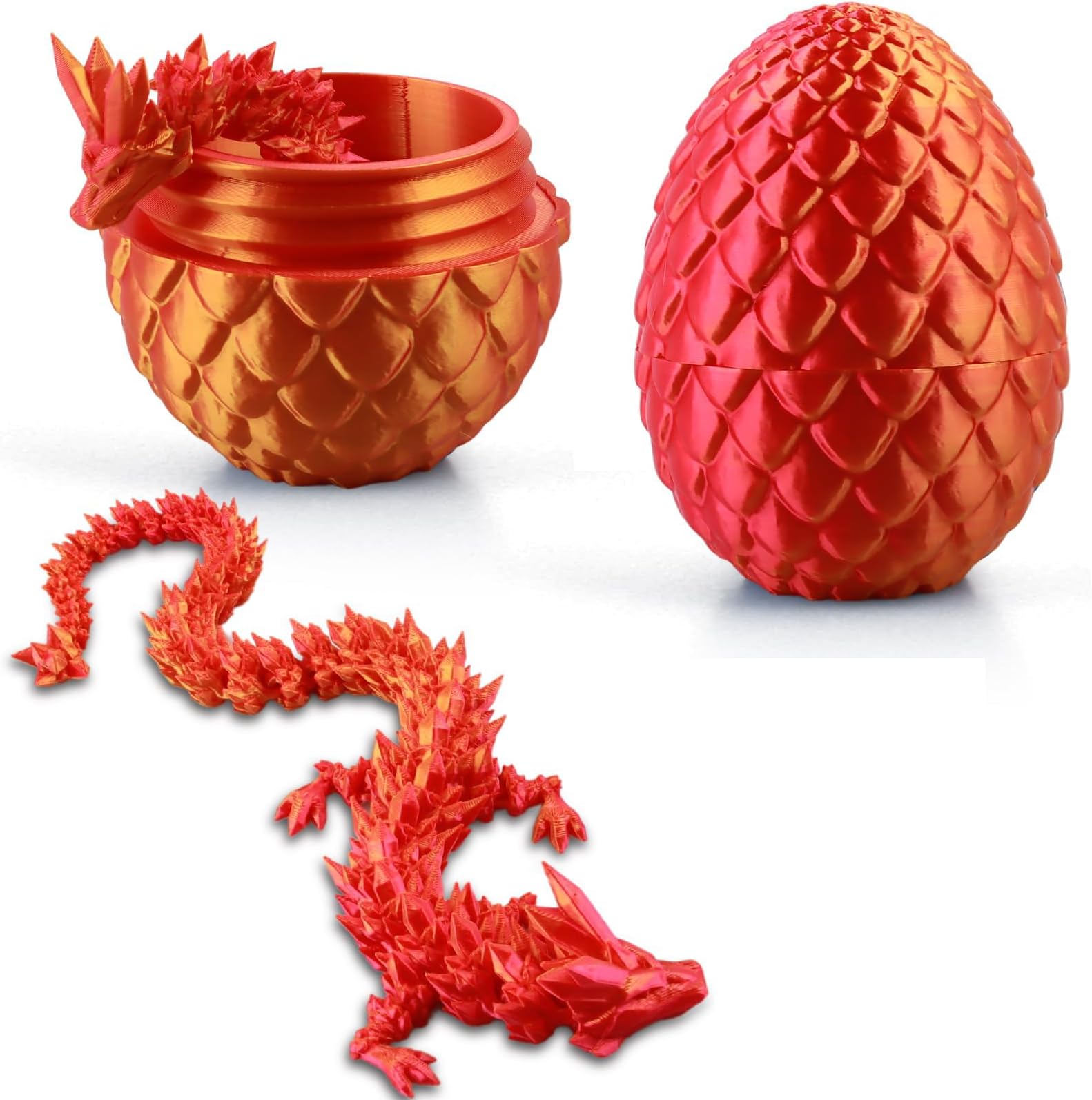 3D Dragon Egg With Crystal Inside - Full Articulated, Laser Printed Set for Home Office Decor and Executive Desk Toys