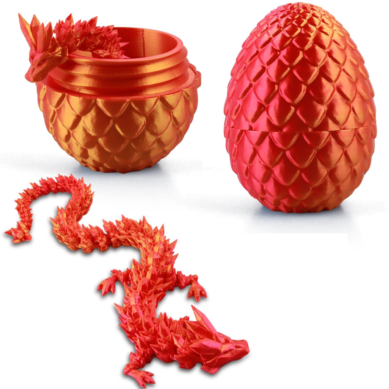 BZQCPLX 3D Dragon Egg With Crystal Inside - Full Articulated, Laser Printed Set for Home Office Decor and Executive Desk Toys