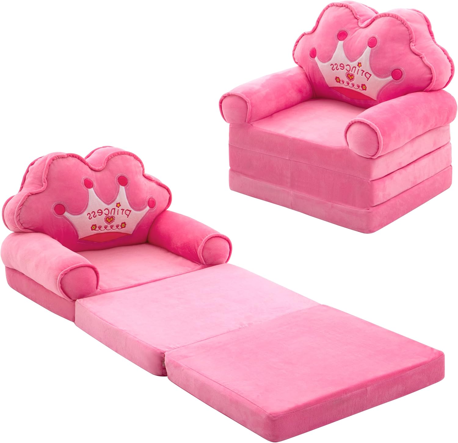 Toddler Sofa Foldable Chair Lounger Kids Couch Fold Out for 1 Year Old 2 in 1