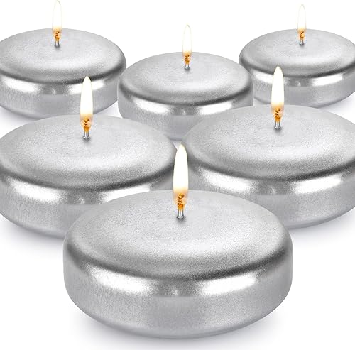 Vela flotante de 3 pulgadas, paquete de 12 unidades, cera blanca y doradaroja, sin perfume y no gotea, 10 horas de combustión para jarrón