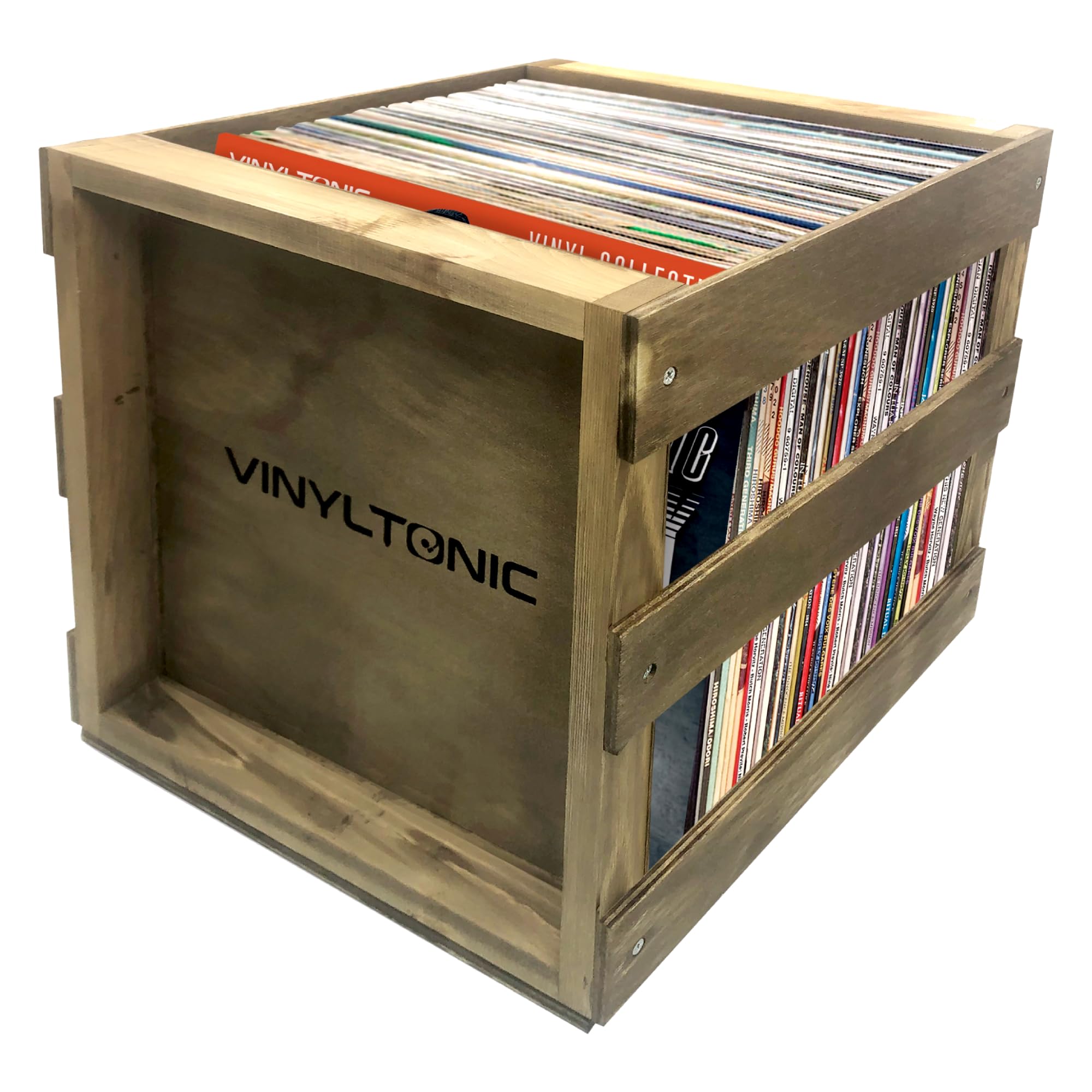 Vinyl Tonic VT31T | Stackable Vinyl LP Storage Crate (Teak)