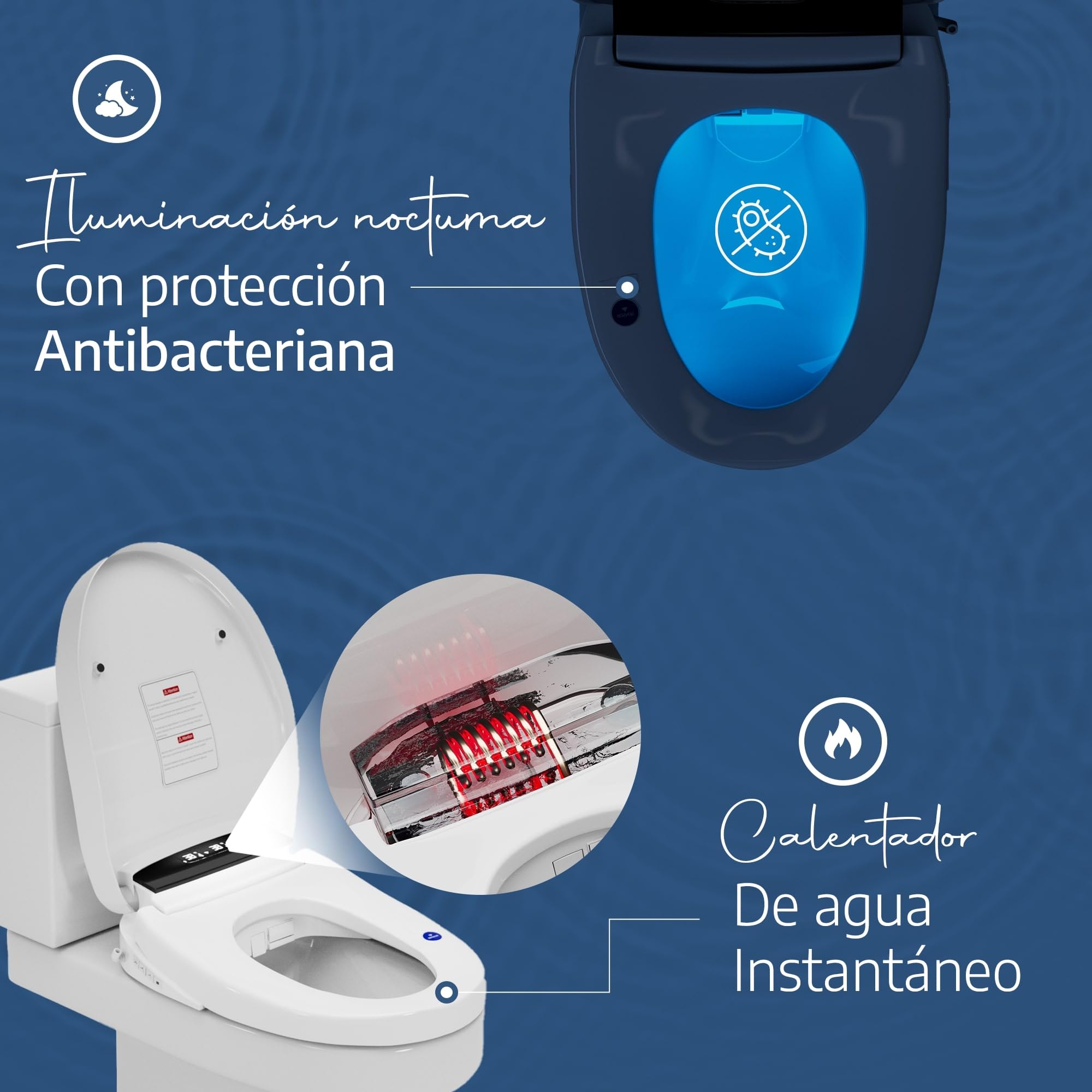 Marca Francesa : Asiento Inodoro Inteligente japones con chorro de agua caliente, Tapa WC Japonesa Calefactable, Baño japonés, Tapa de Vater japonés, Bidet electrico, Confort y Elegancia