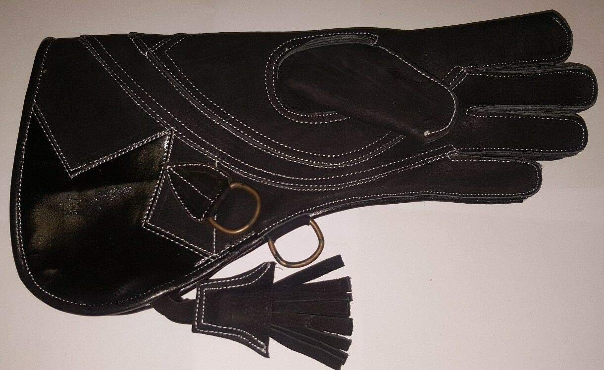 Cetrería & Pequeño Eagle Guante para Mano Izquierda 3 Capa Piel ante 14", Opaco Verde - S