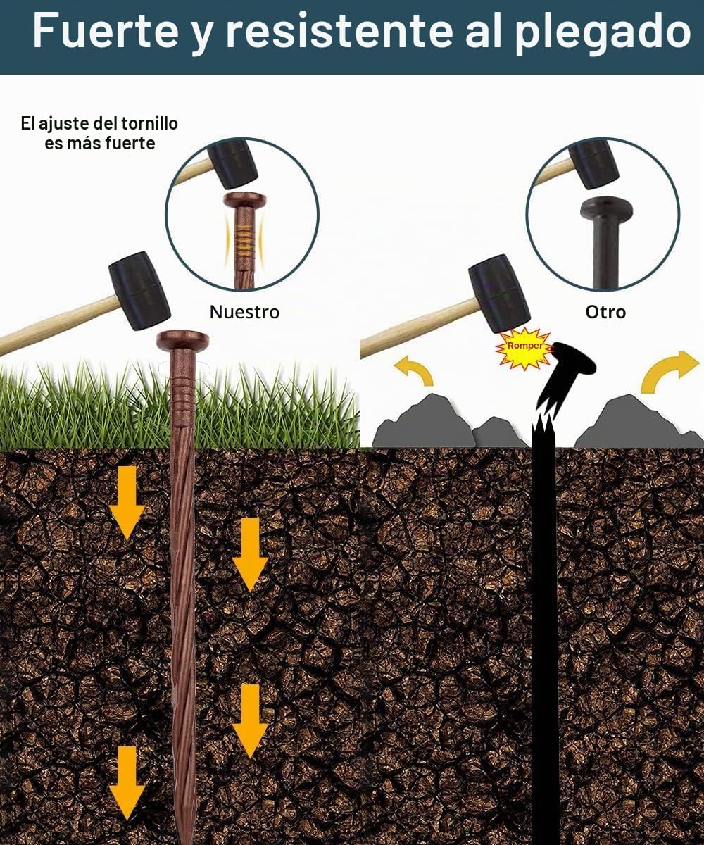 LATERN 100 Piezas Estacas de Plástico para Bordes de Jardines, 20CM Pinchos de Tierra en Espiral Clavos de Anclaje para Jardines Carpas Estacas para Malezas Barreras Jardines Adoquines Caminos Bordes