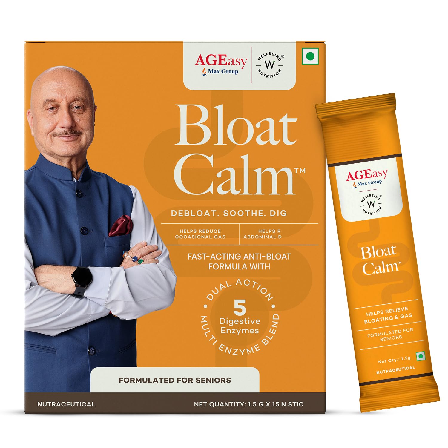 AGEasy X Wellbeing Nutrition Bloat Calm Digestive Support | Reduces Bloating, Gas, Abdominal Discomfort & Post-Meal Heaviness | Prebiotic Fiber & Herbal Actives | No Added Sugar, Gluten-Free Formula for Smooth Digestion | Raw Mango Flavour (15 Sachets)-picture-26