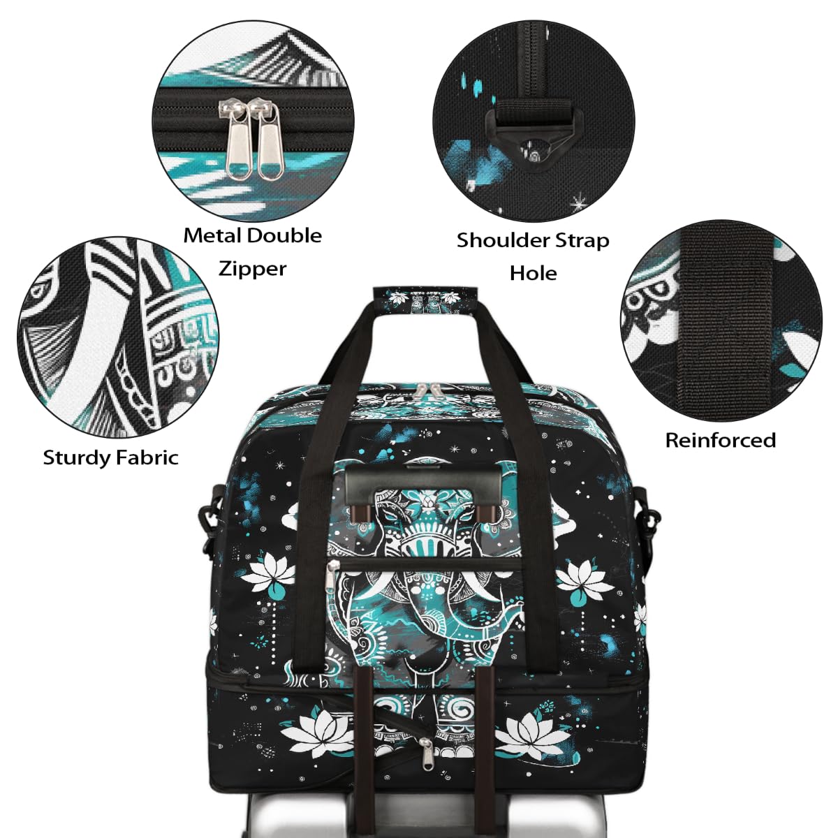 Borsone da viaggio pieghevole da viaggio, espandibile, con scomparto per scarpe, grande capacità, borsa da weekender, borsa da viaggio, sport, viaggi notturni
