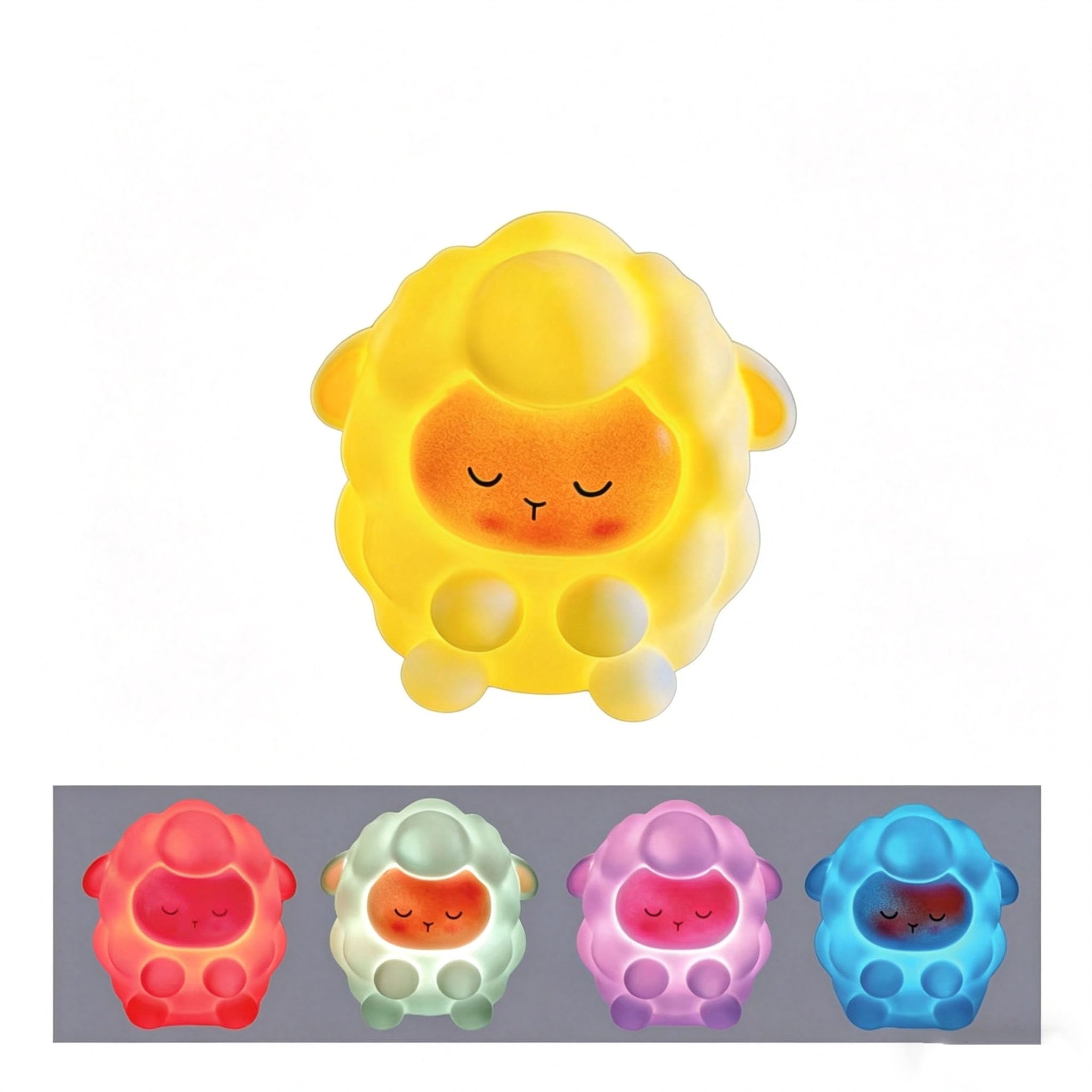 Cute White Sheep Night Light, Rechargeable LED Touch Lamp with Silicone Shell,7 Color Changing and Three Adjustable Brightness Levels