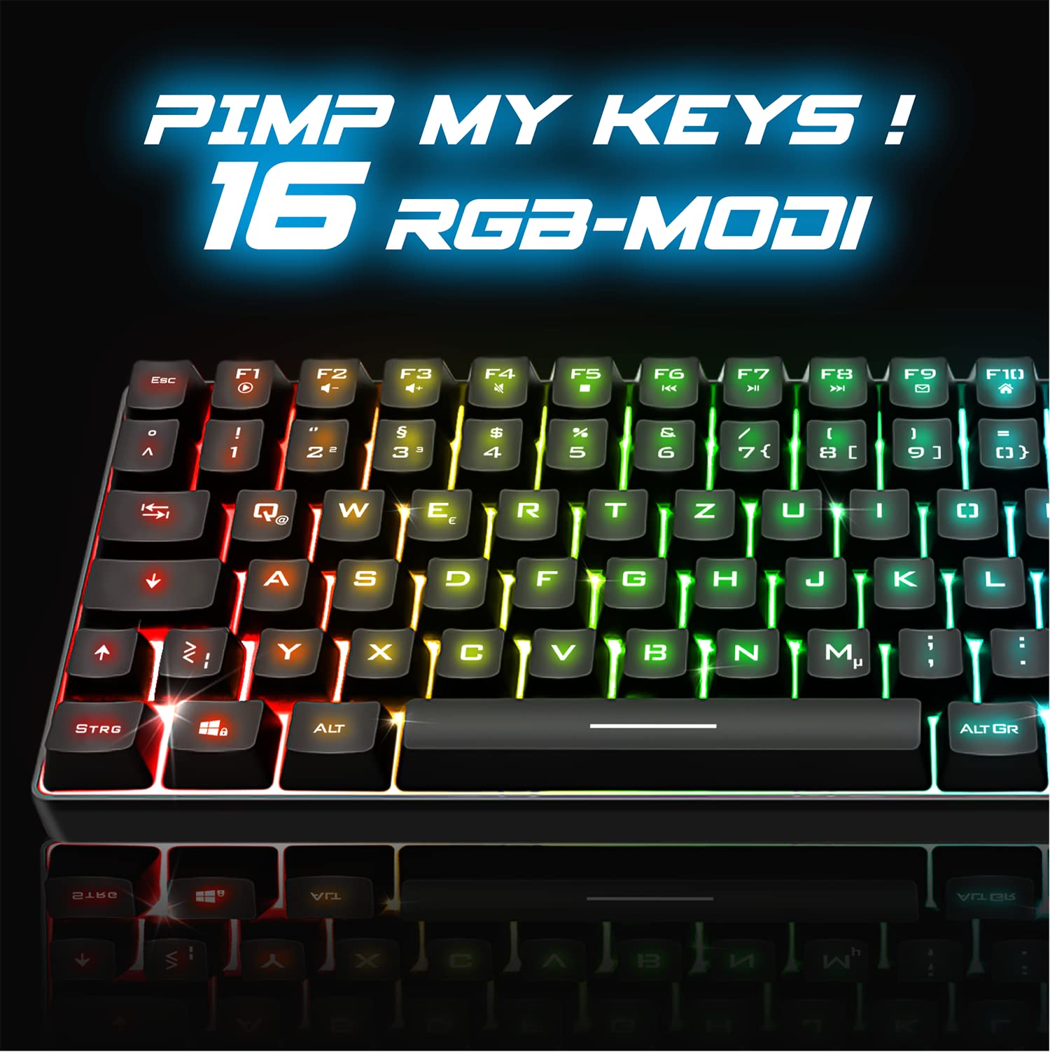 SPIRIT OF GAMER Tastiera wireless Bluetooth TKL RGB QWERTZ | Tasti semi-meccanici con retroilluminazione 25 anti-ghosting | Compatibile PC Smartphone Tablet