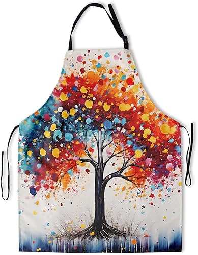 Delantal colorido con 2 bolsillos, delantales de pintura para adultos, delantales de babero artístico, para cocinar, parrilla, hornear, barbacoa