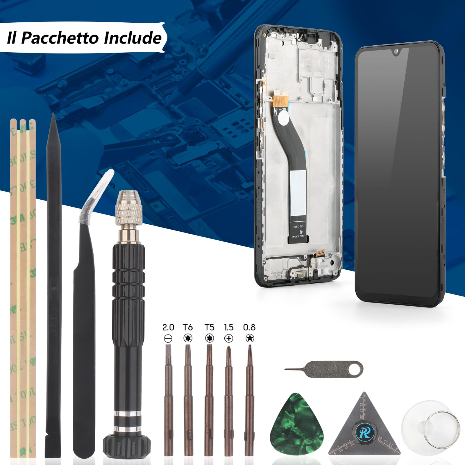RongZy LCD Display per Xiaomi Redmi 14C 4G Schermo LCD per Redmi 14C 4G Touch Screen Assemblea Sostituzione di Vetro Digitalizzatore con Strumenti(6.88", Nero con Cornice)