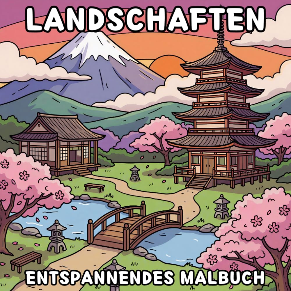Landschaften Malbuch: Einfaches & entspannendes Ausmalbuch für Erwachsene & Kinder mit 50+ Natur Motiven von Bergen, Seen & Tieren für Stressabbau (Süße & Einfache Malbücher)