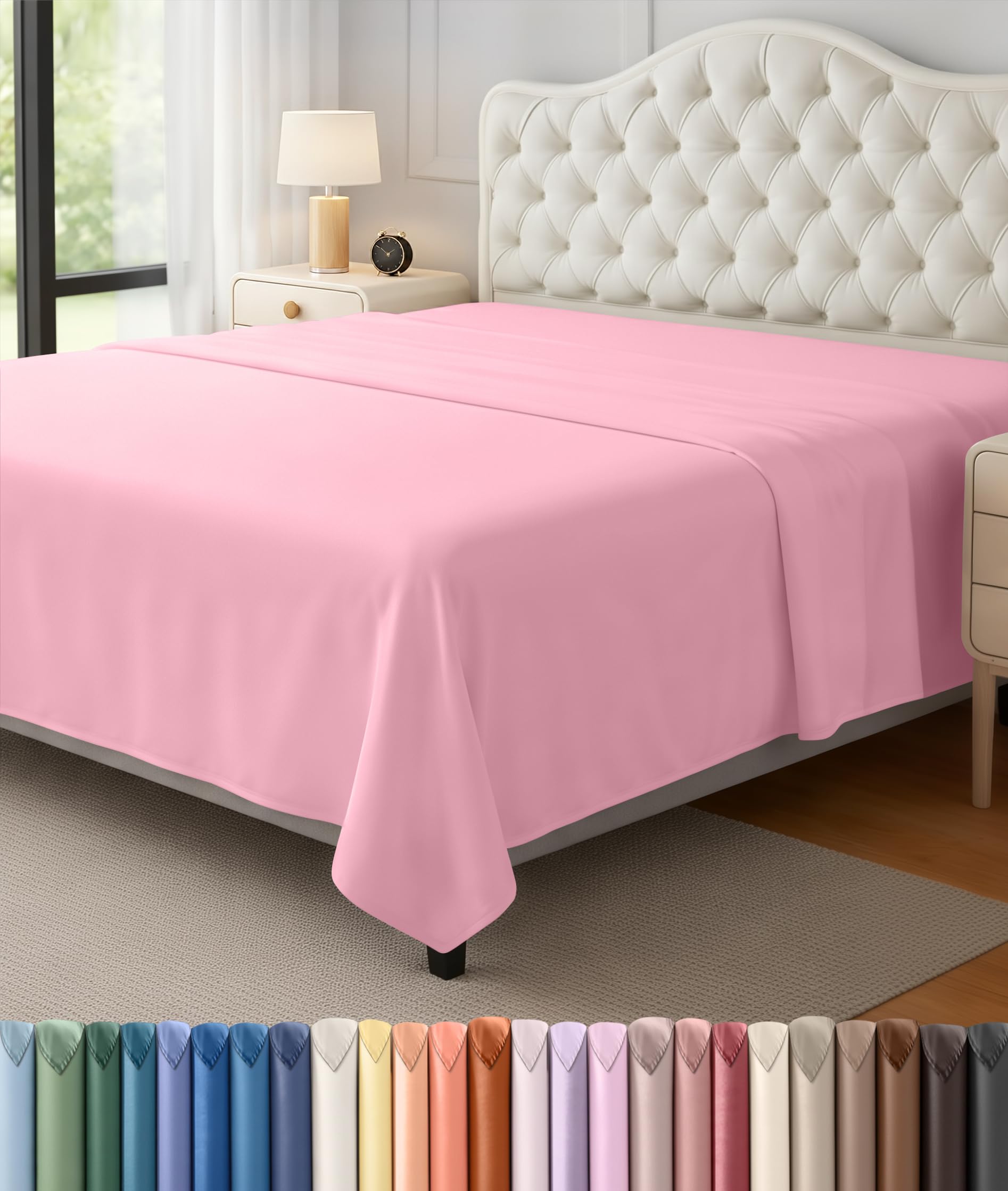 Utopia Bedding Flat Sheet - 1 Pack (Queen, Pink) - Soft Brushed Microfiber Fabric - Shrinkage & Fade Resistant Top Sheet - Easy Care Bed Sheet — image 1