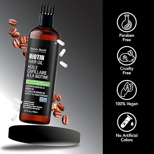 Miniatura 121 de Botanic Hearth Aceite de cafeína y batana para el crecimiento del cabello (6.7 onzas líquidas), tratamiento nutritivo y fortalecedor del cabello