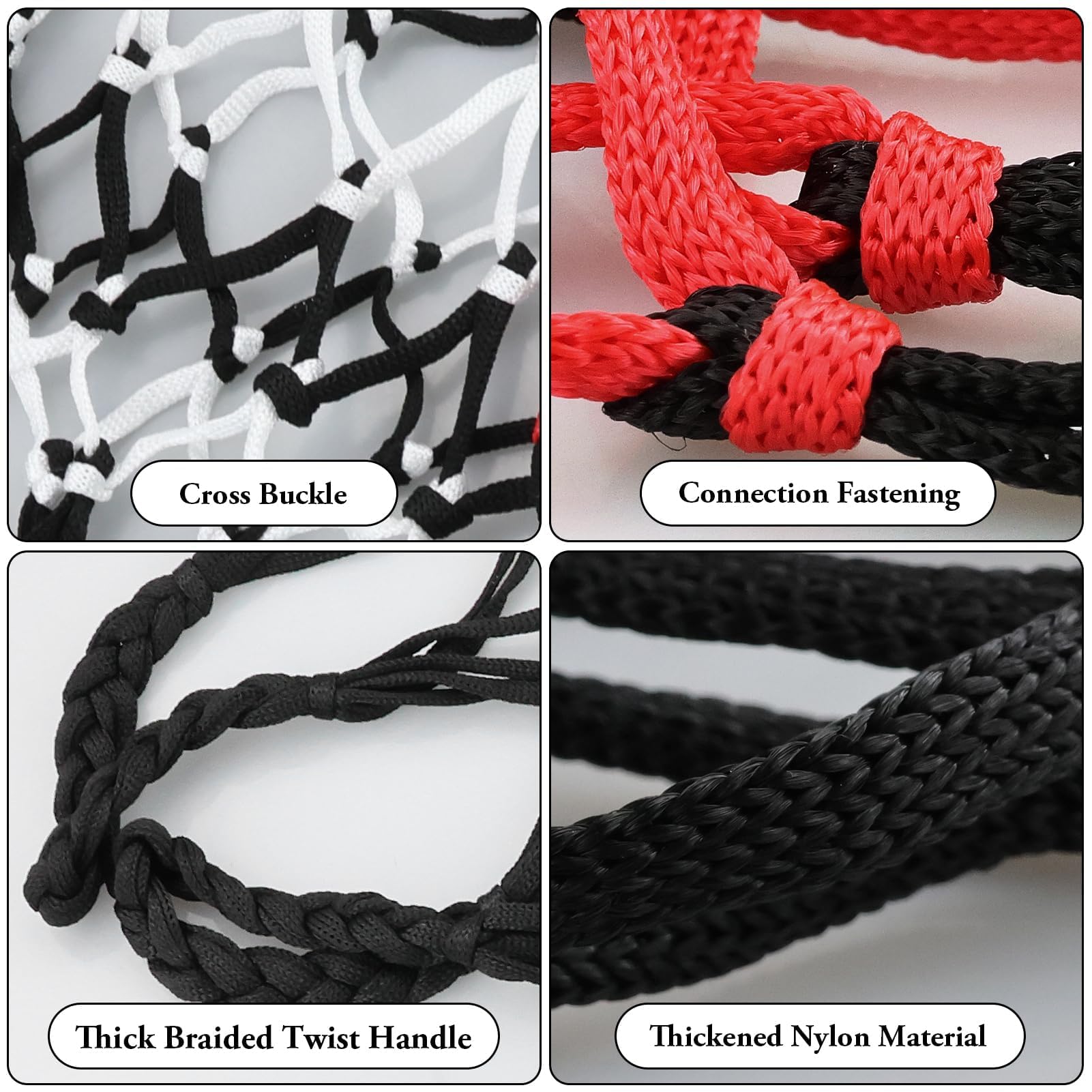 Bolsas de malla para baloncesto, red portátil para pelotas, resistente, negro/rojo+negro blanco