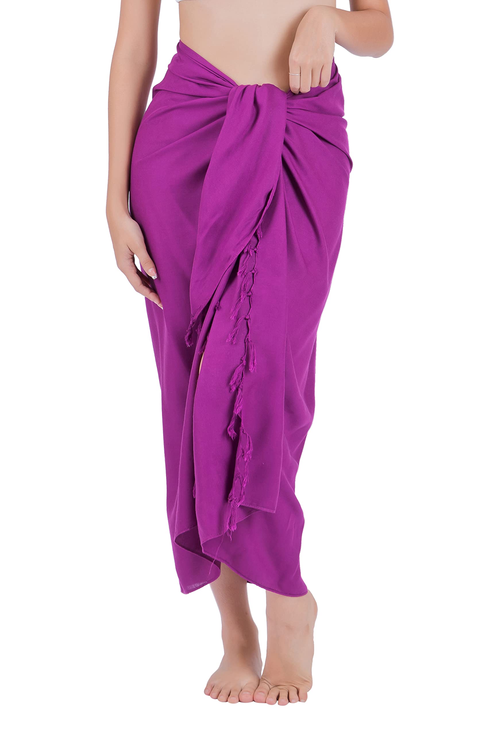 CHAINUPON Womens Beach Pareos Sarong Sheer Long Swimsuit Cover Ups Bikini Wrap Skirt (Dark Purple)