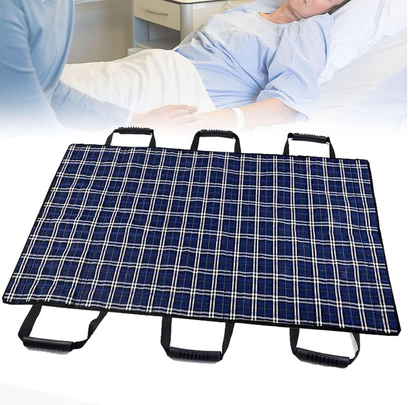 Almohadilla de cama de posicionamiento Con 6 Asas Reforzadas Para Levantar, Girar, Mover Y Colocar, sábana de transferencia impermeable reutilizable para pacientes y discapacitados(68 * 160cm)