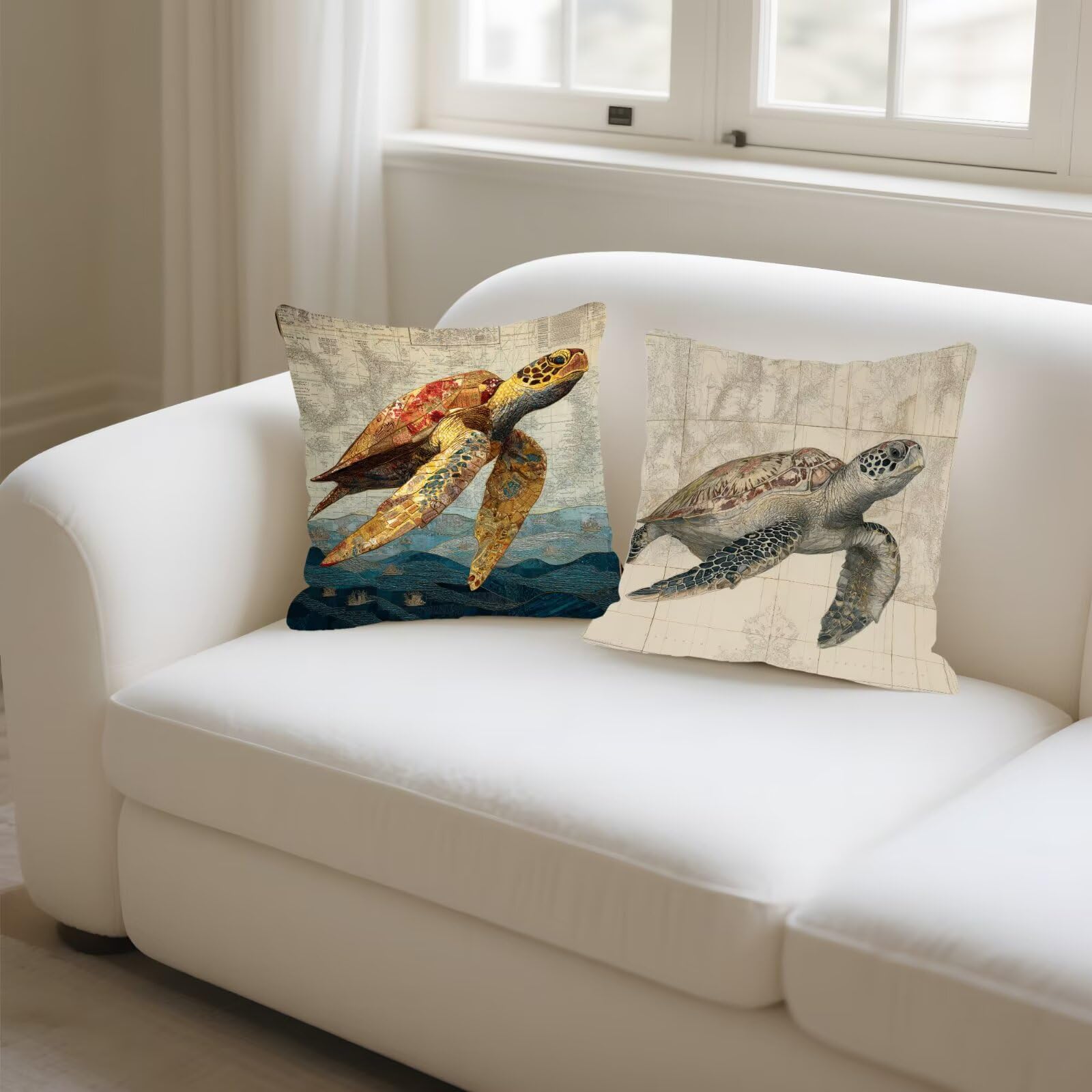 Cojines Sofa Fundas Cojines 70x70cm SúPer Suave Cojin Animal Océano Juego de 4, Fundas Almohada Impermeable Exterior, Interior Y Exterior Cojin Decorativos, Para JardíN SalóN Regalos NavideñOs P-101