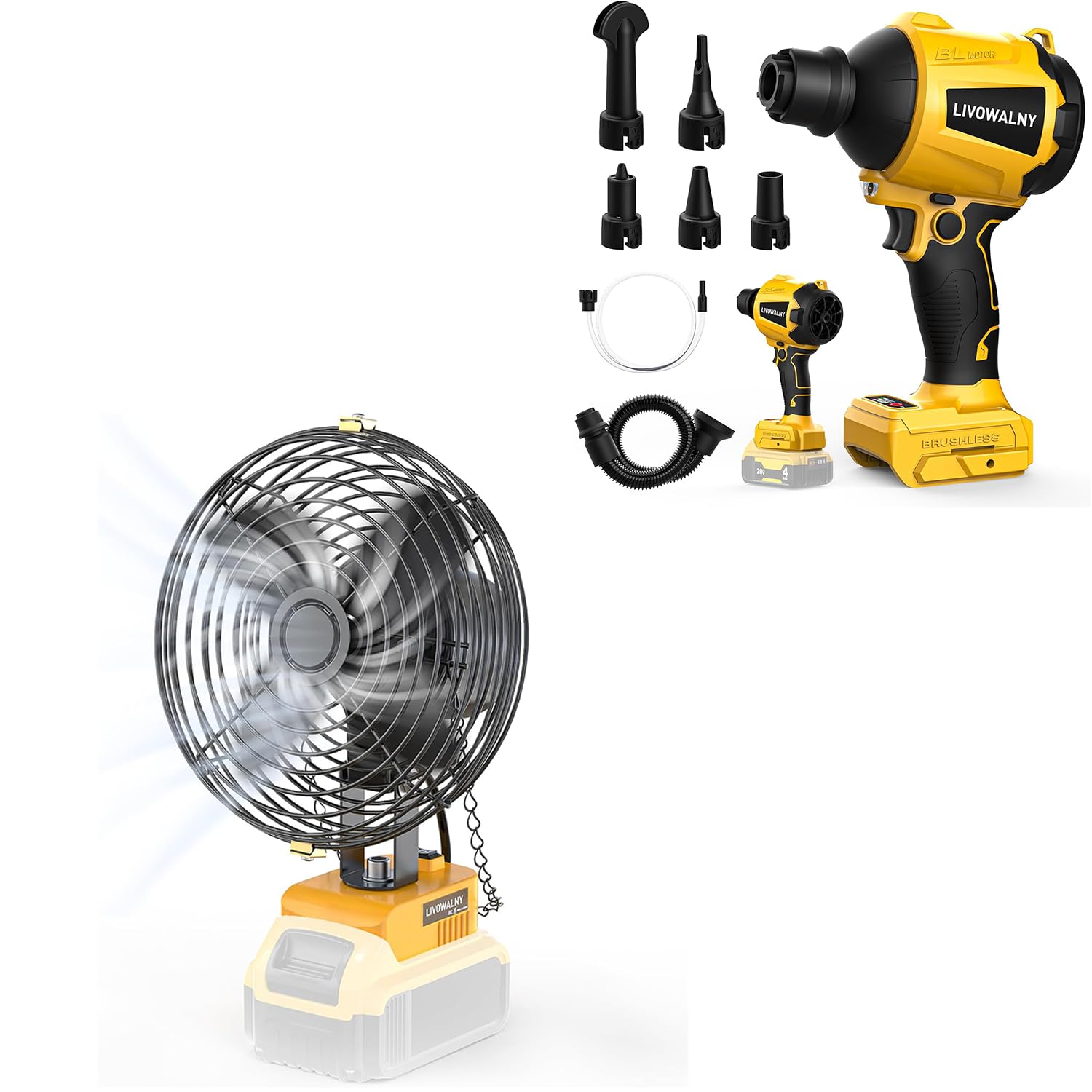 Amazon.com: LIVOWALNY Portable Jobsite Fan for Dewalt 20v Battery