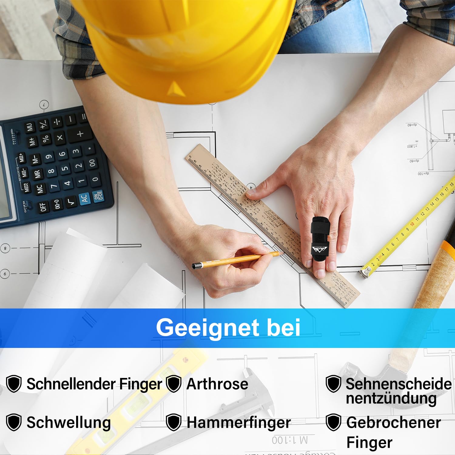 supregear Fingerschienen, 2 Stück Verstellbare Fingerstütze, Bequemer Finger Stabilisator für Gebrochene, Verstauchte, Arthritis, Sehnenentzündung und Geschwollene Finger, Schwarz