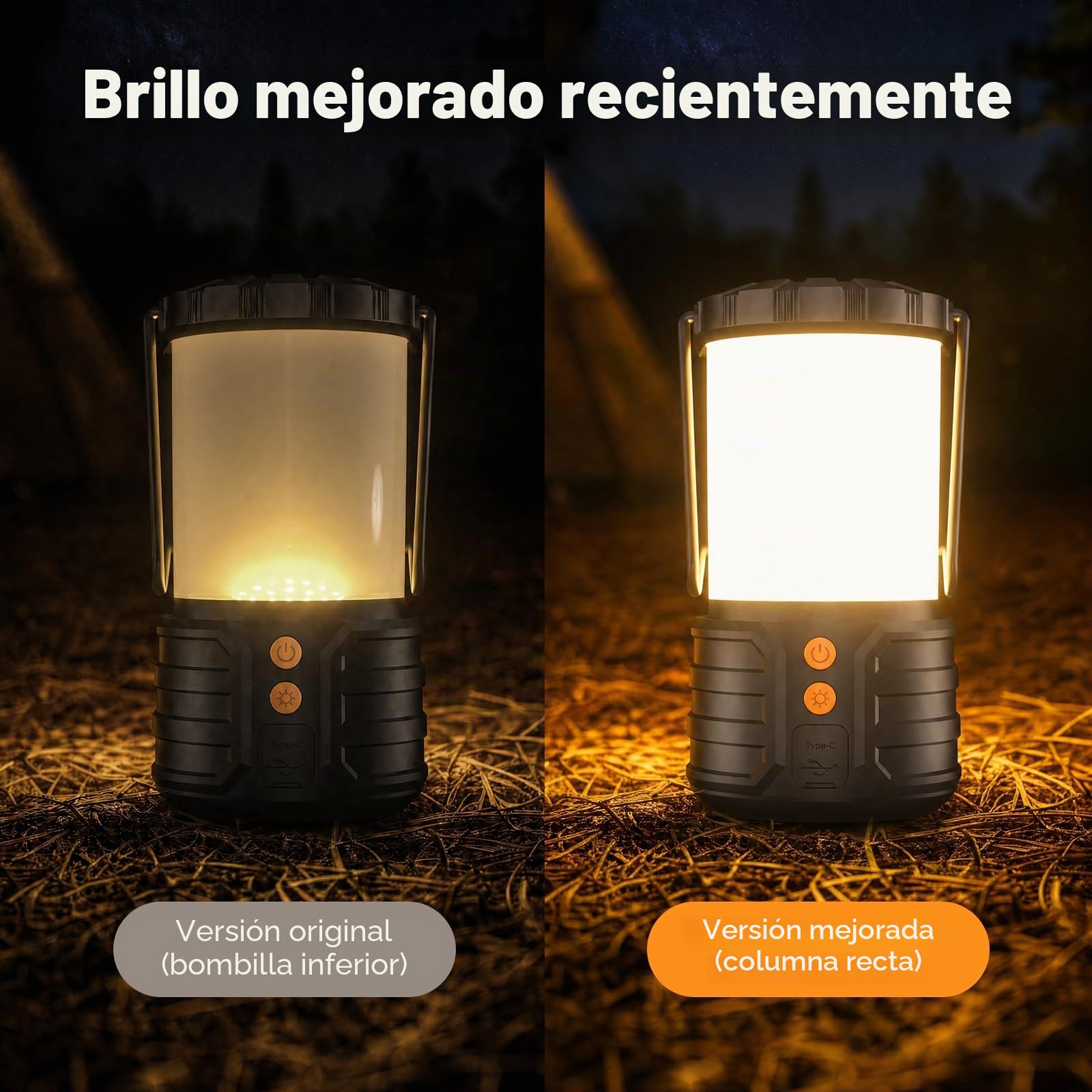 PopoIron Linternas de Camping LED 5000mAh Recargable IPX4 Paquete de 2