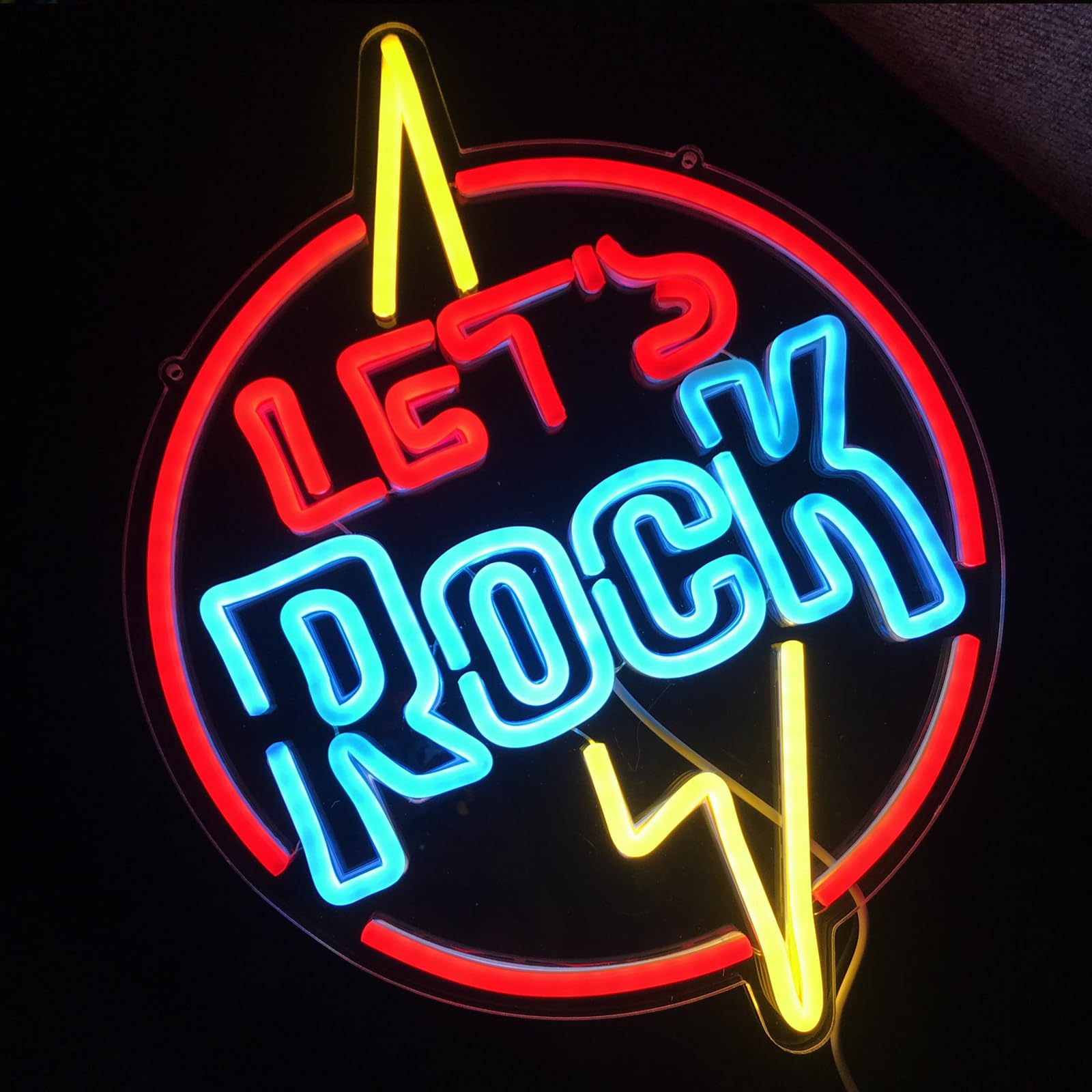 LET'T ROCK Lumière au néon - Dimmable LED Rock Wall Art Decor avec Music Sync Parfait pour la chambre Bar Stage Background Home KTV Économie d'énergie Signal au néon pour les fêtes à thème de.