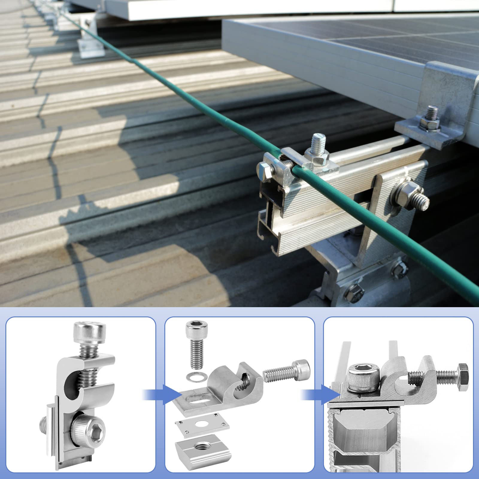 8 Pz Staffa per pannello solare, Standard Pannello Solare Clip, Staffa di Montaggio Modulo Solare, Supporto Fotovoltaico per Sistema di Montaggio solare