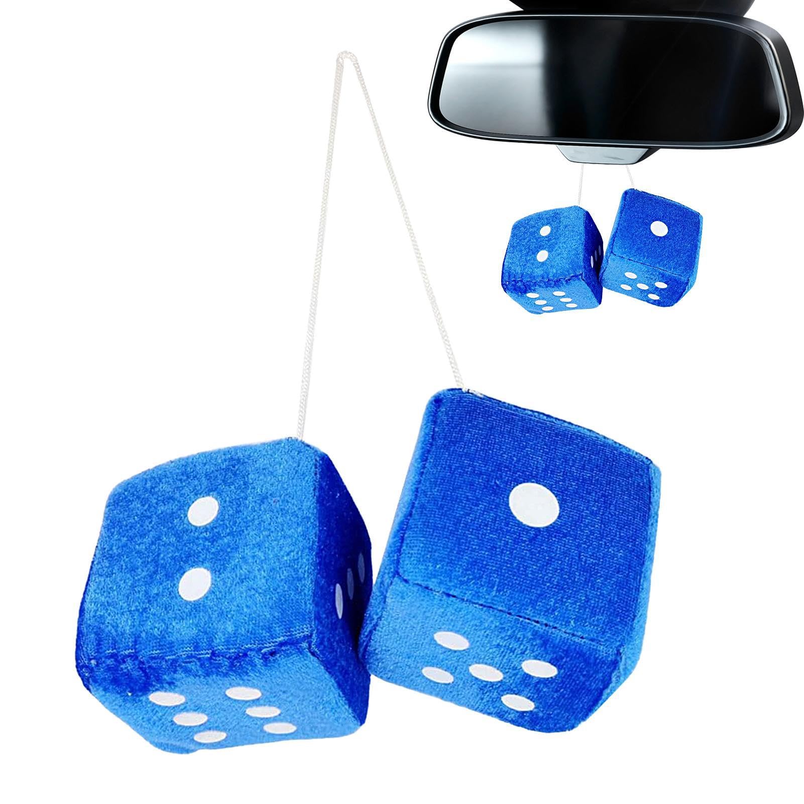 Tedious Hanging Car Fluffy Dice | 7cm Furry Dice for Car Mirror | Plush Dices Hanging Ornaments Car Decoration | Couple Fuzzy Dice Car Rear View Pendant for Car Accessories, TSCL19G3HH5T2FOI