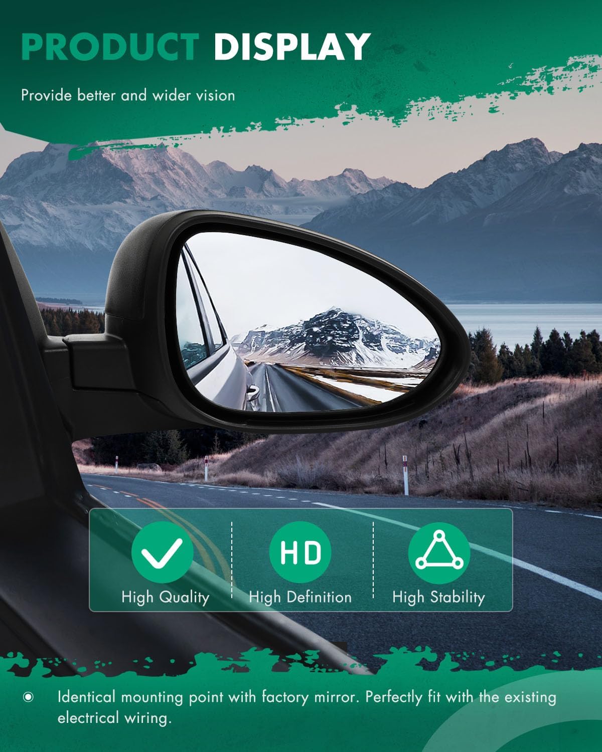 SCITOO Passenger Side View Mirror Fit For Chevy Sonic 2013-2014 Manual; Non-Heated; PTM Right Outside Exterior Mirror GM1321534 95205472