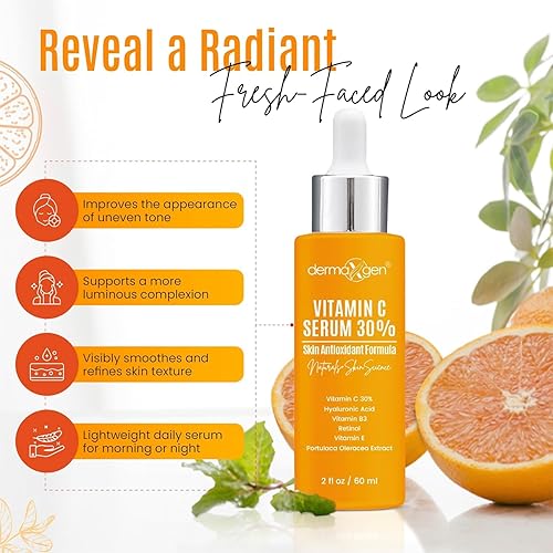 Miniatura 2 de Suero 30% de vitamina C (2 onzas líquidas) puro orgánico antiarrugas + ácido hialurónico + retinol + vitamina E + vitamina B, suero facial para