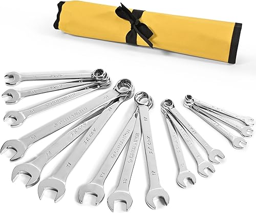 CHUANRUI 15-piece Metric Combination Wrench Set Non-skip Combination Wrench Set 8mm - 22mm 12-Point Chrome Vanadium Steel Mirror Polish Finish with