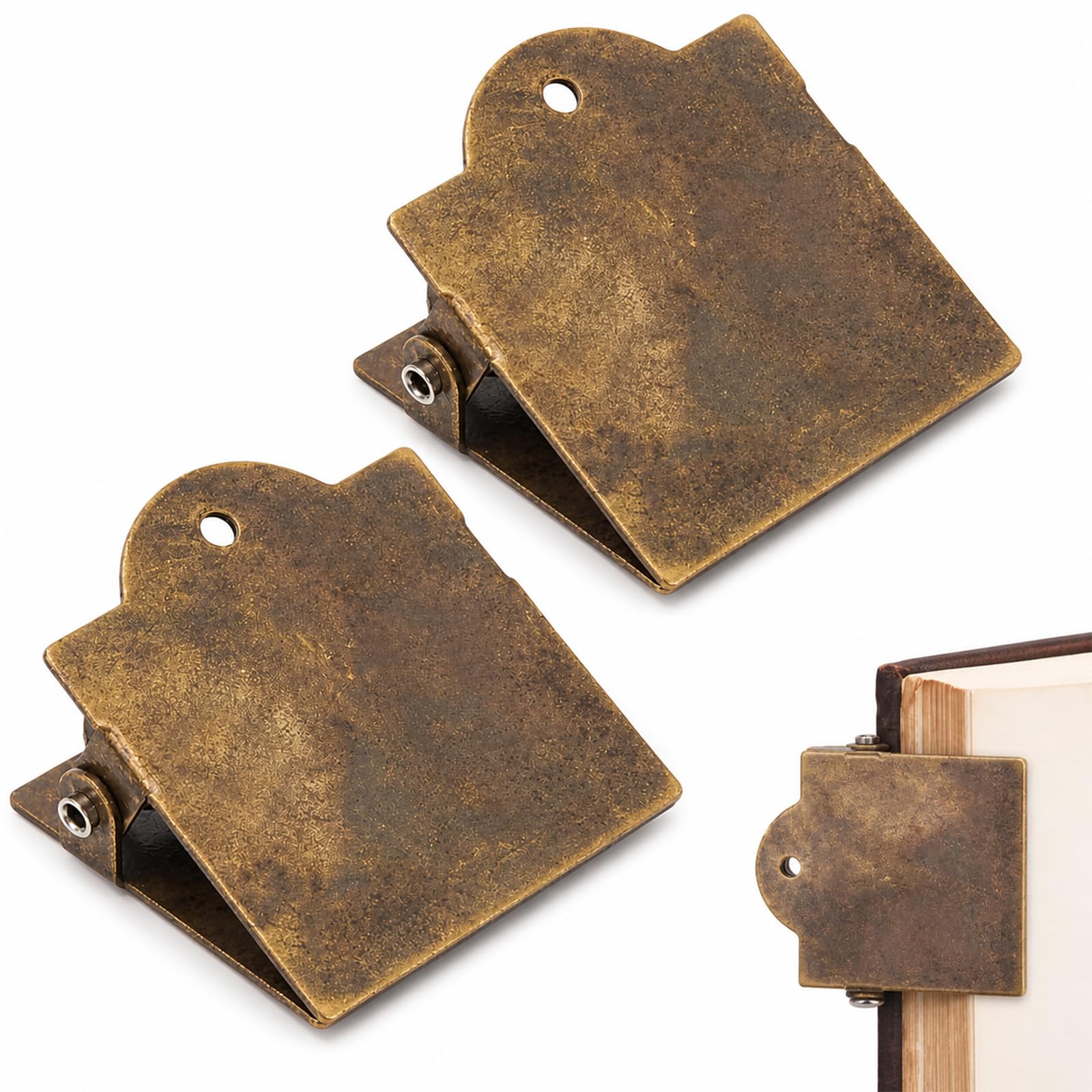 2Pcs Vintage Metal Book Clip – Antique Bronze Small Binder Clamps for Travelers Notebook, Page Holder for Document File Organiser, Junk Journaling, Planner, Cookbook, Sketchbook, Office