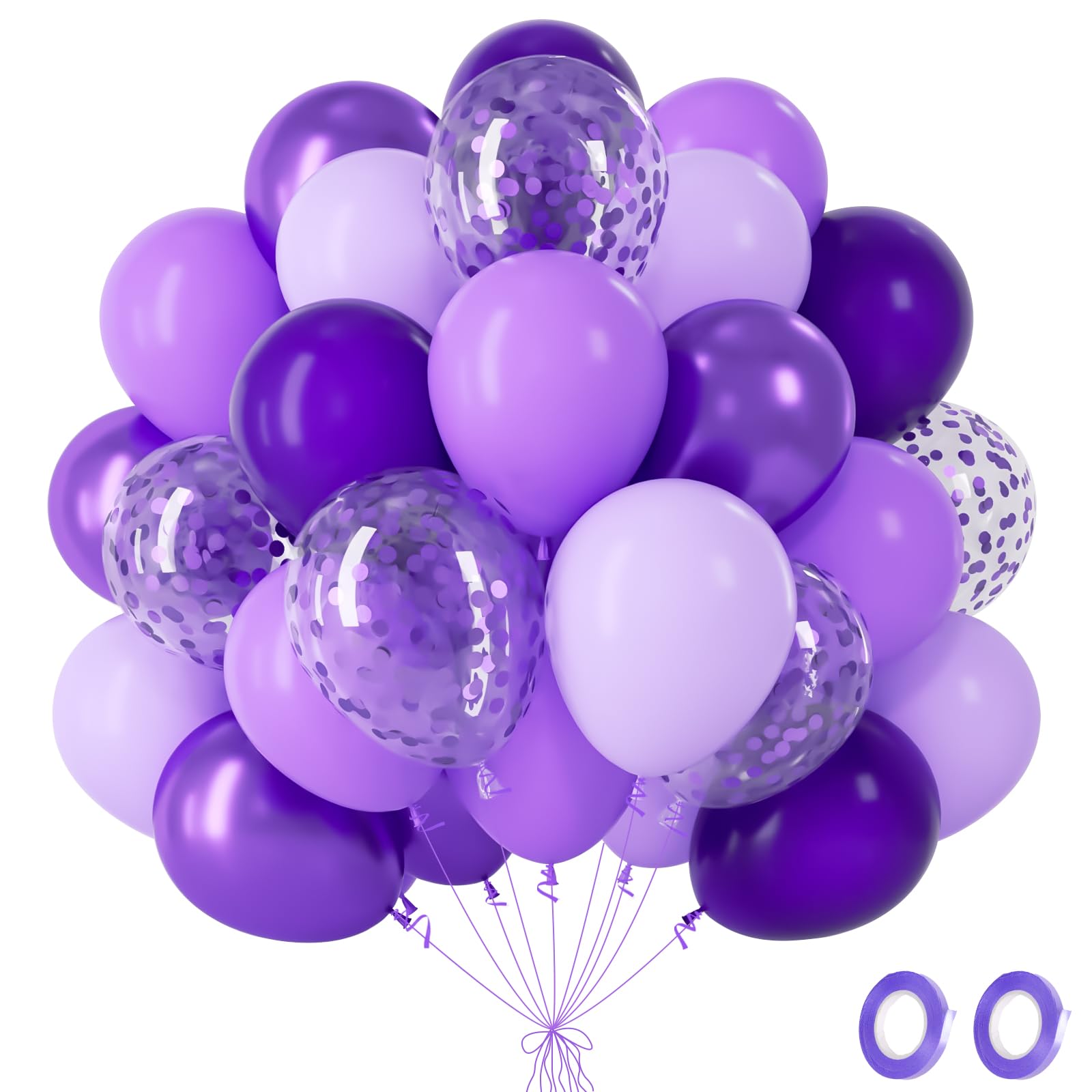 Purple Balloons 60Pcs, Macaron,DarkPurple, Lilac Balloons With Mtetallic Ballons, Latex Helium Balloons For Princess Girls Women Kpop Birthday Decorations Baby Shower Wedding Halloween Party,12Inch — image 1