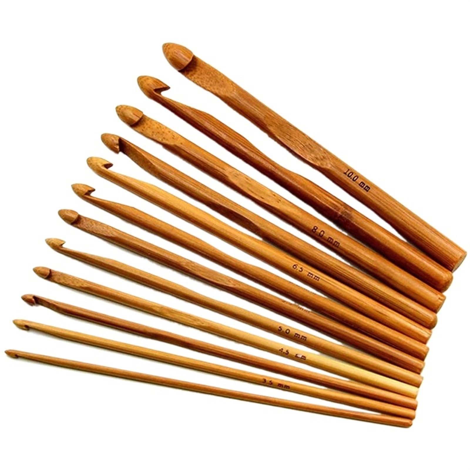 L6NqIAG Crochet Kit 12pcs Bamboo Handle Crochet Hook Knit Craft Knitting Needle Weave Yarn 3-10mm for Handcrafted Needles
