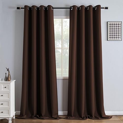 Miniatura 38 de Cortinas opacas de 96" de largo, juego de 2 paneles, cortinas opacas para dormitorio de 96" de largo, cortinas con bolsillo para barra que ahorran