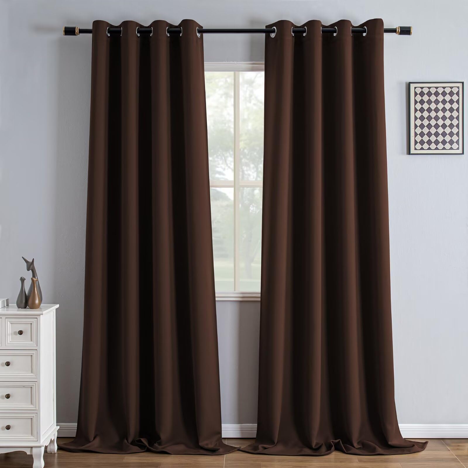 IGEMAEVE Juego de 2 paneles de cortinas opacas de 96 pulgadas de largo, cortinas opacas para dormitorio, 96 pulgadas de largo, ahorro de energía, cortina de oscurecimiento para sala de estar, ventana,