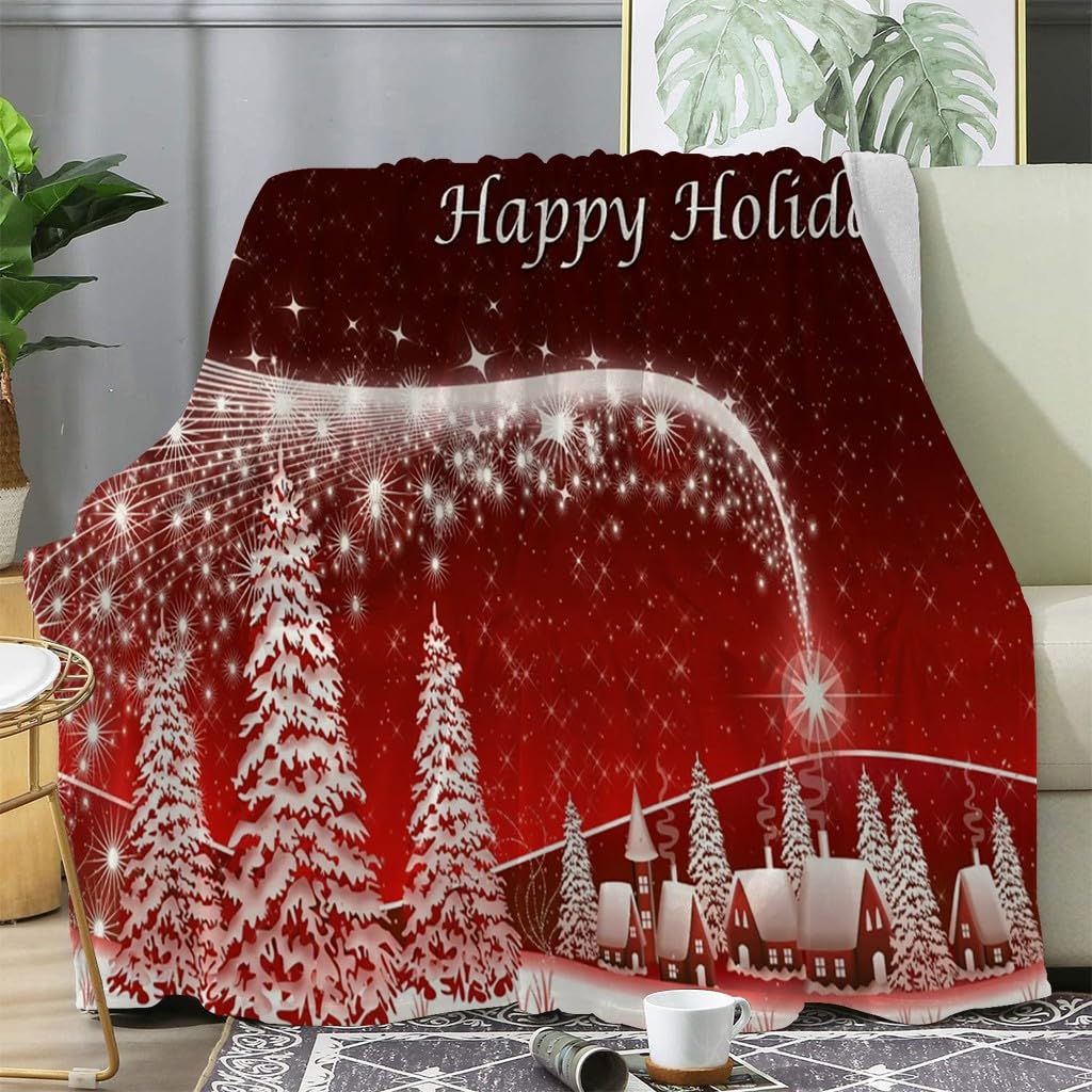 Plaid polaire canapé sapin de Noël rouge couverture flanelle