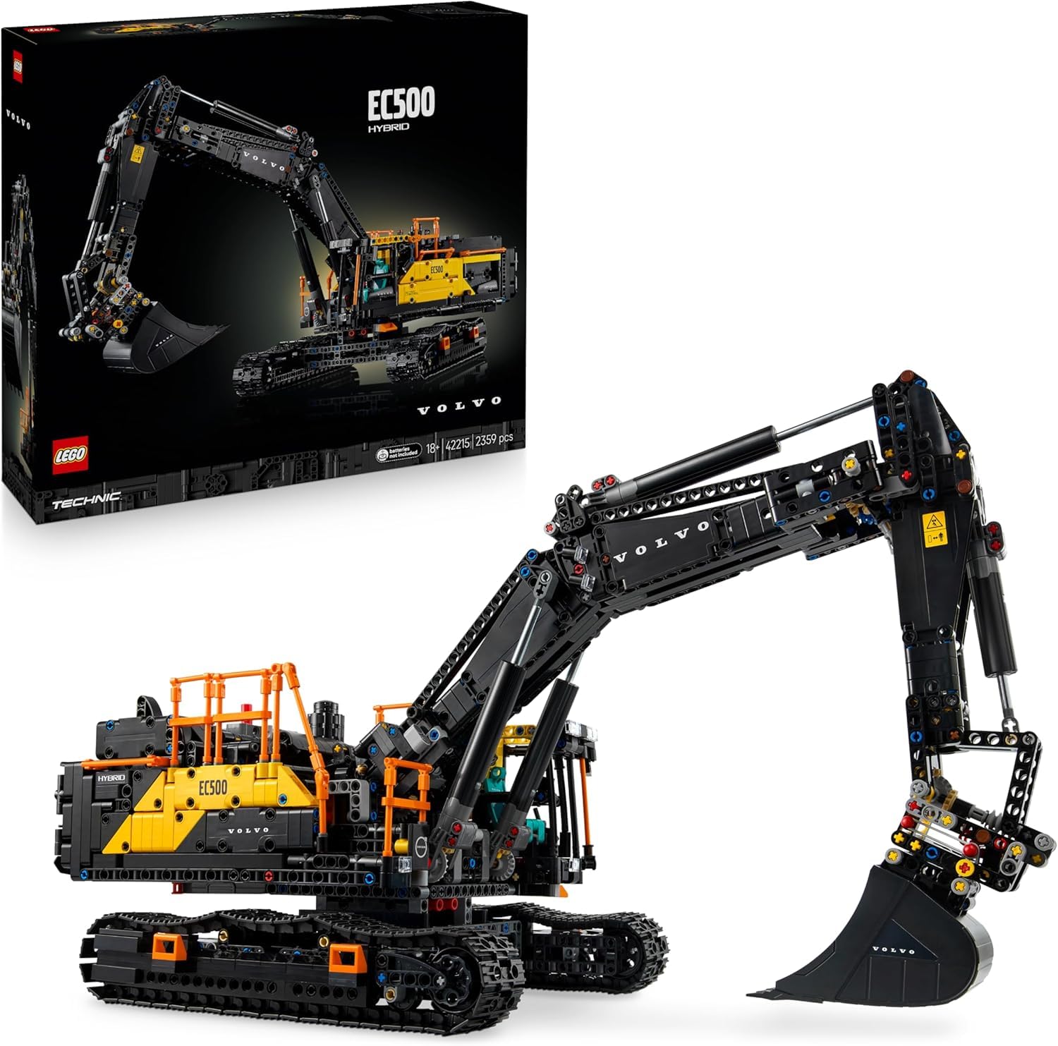 LEGO Technic Escavatore Volvo EC500 Hybrid - Kit di Modellismo da Costruire per Adulti - Veicolo da Cantiere Motorizzato con Braccio e Cingoli Mobili + Amazon basics confezione da 8 AA