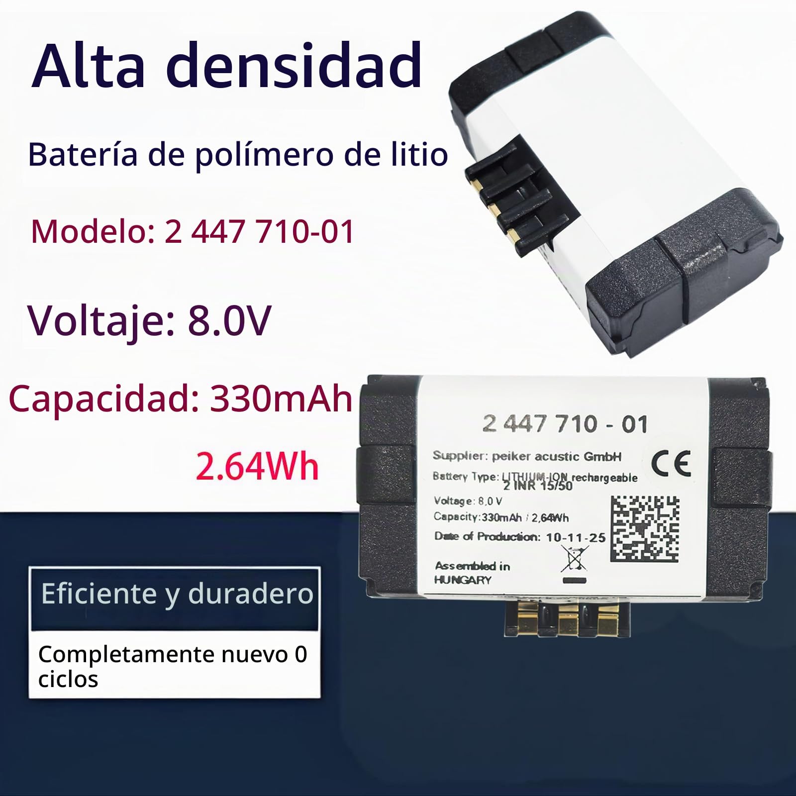 Modelo 710 BMW 2 447 710-01, 9 361 678-03 batería de Repuesto Compatible con Unidad de Control telemática (330 mAh) BMW F57, G32, M5 F90, G30, G31, G21, G28, X3 F25, X3 G01, X: 1