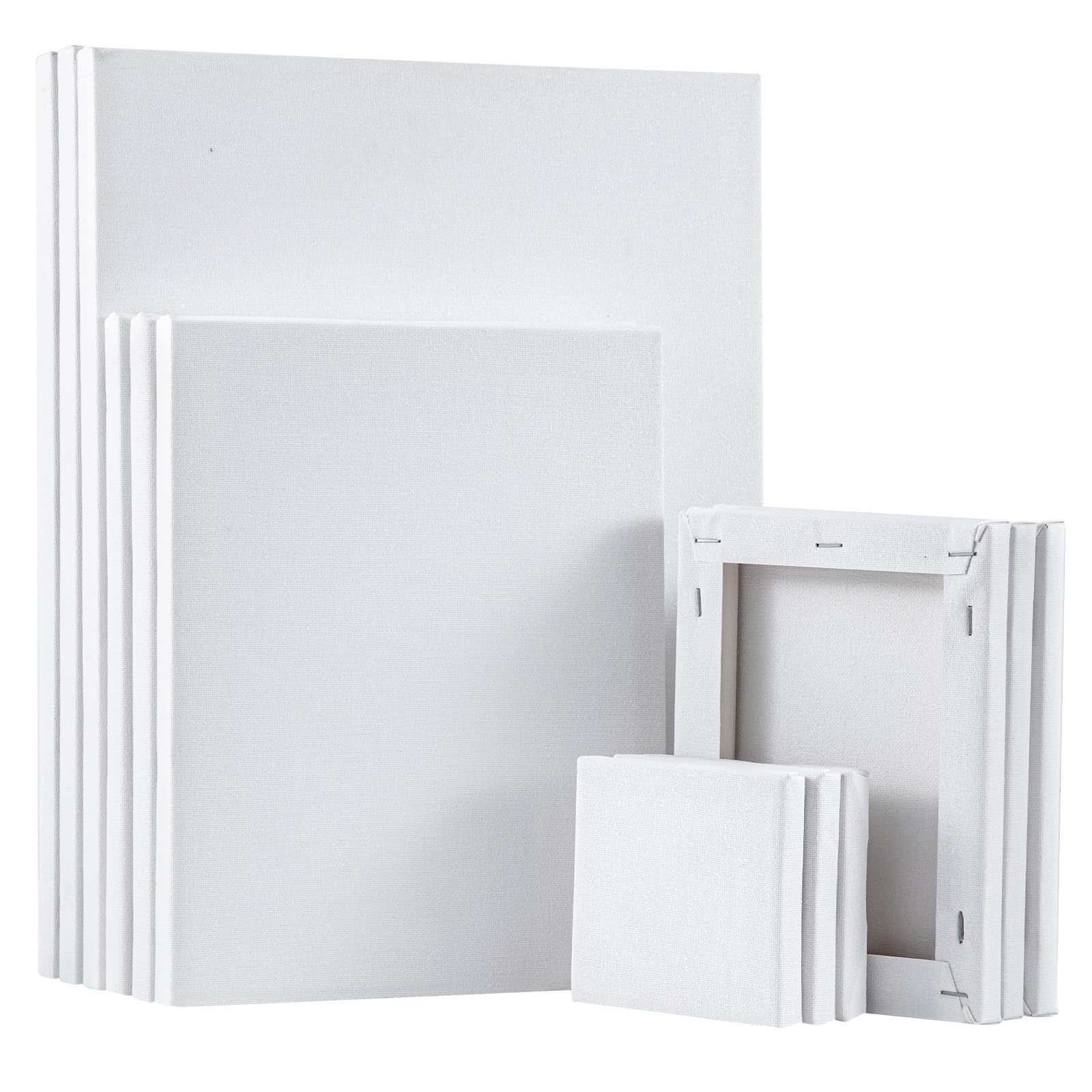 12-Pack Stretched Canvas Set - 18x24,25x30,30x40cm 100% Cotton Primed White Painting Canvases for Acrylic, Oil & Watercolor - Ready-to-Use Artist Canvas Boards for Beginners & Professionals (12)