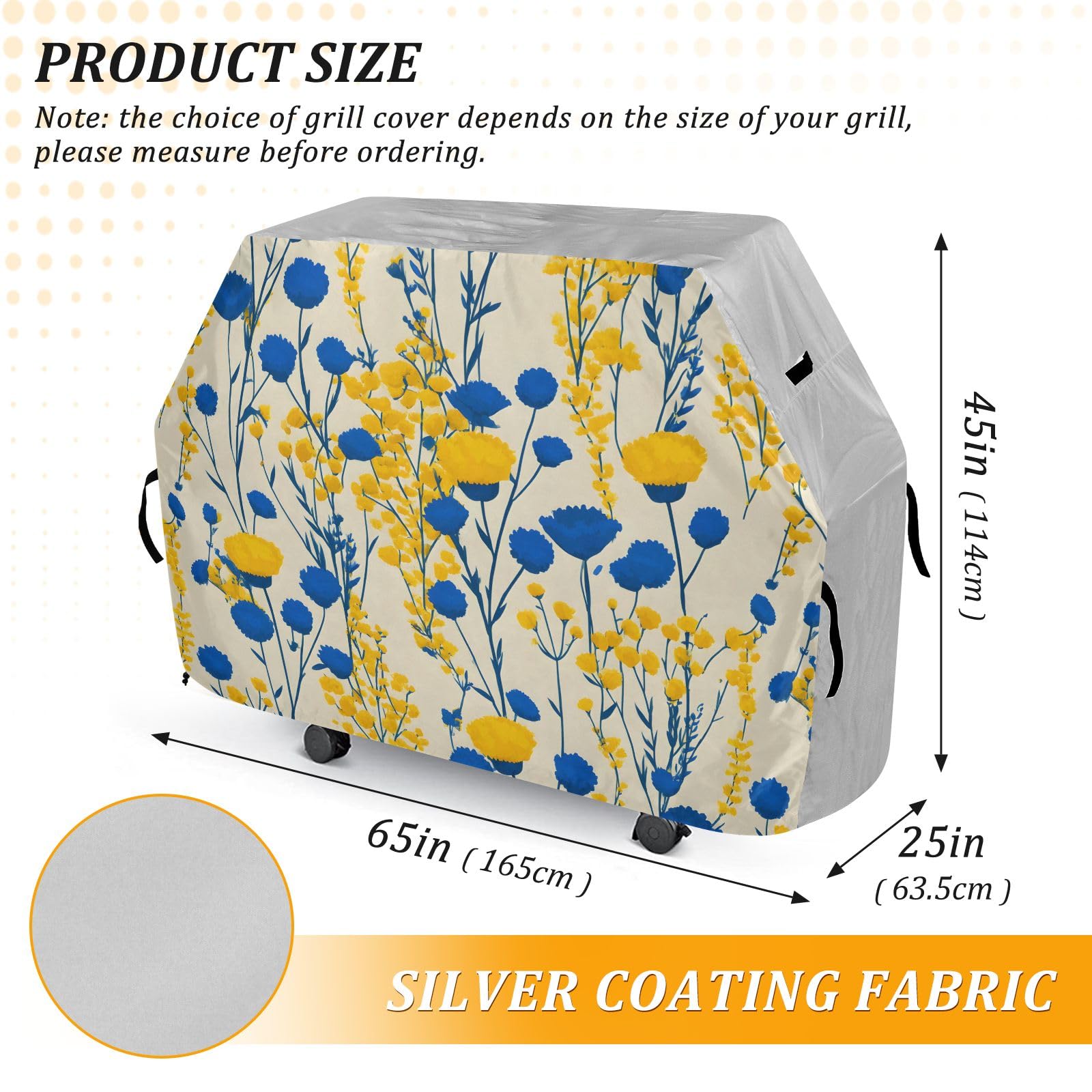 Funda para barbacoa de flores amarillas y azules, impermeable, resistente, para exteriores