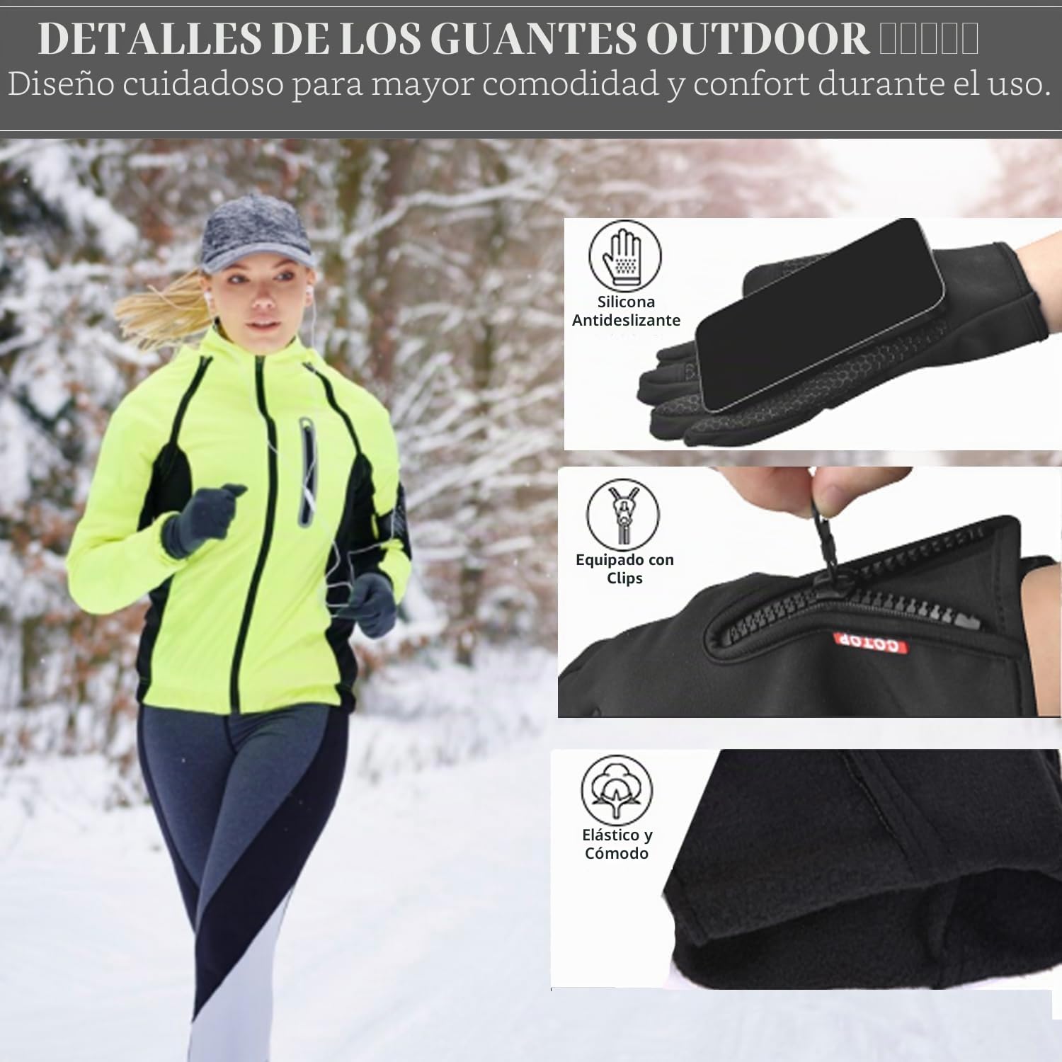 COTOP Guantes de Invierno Táctiles a Prueba de Viento para Ciclismo Caza y Camping