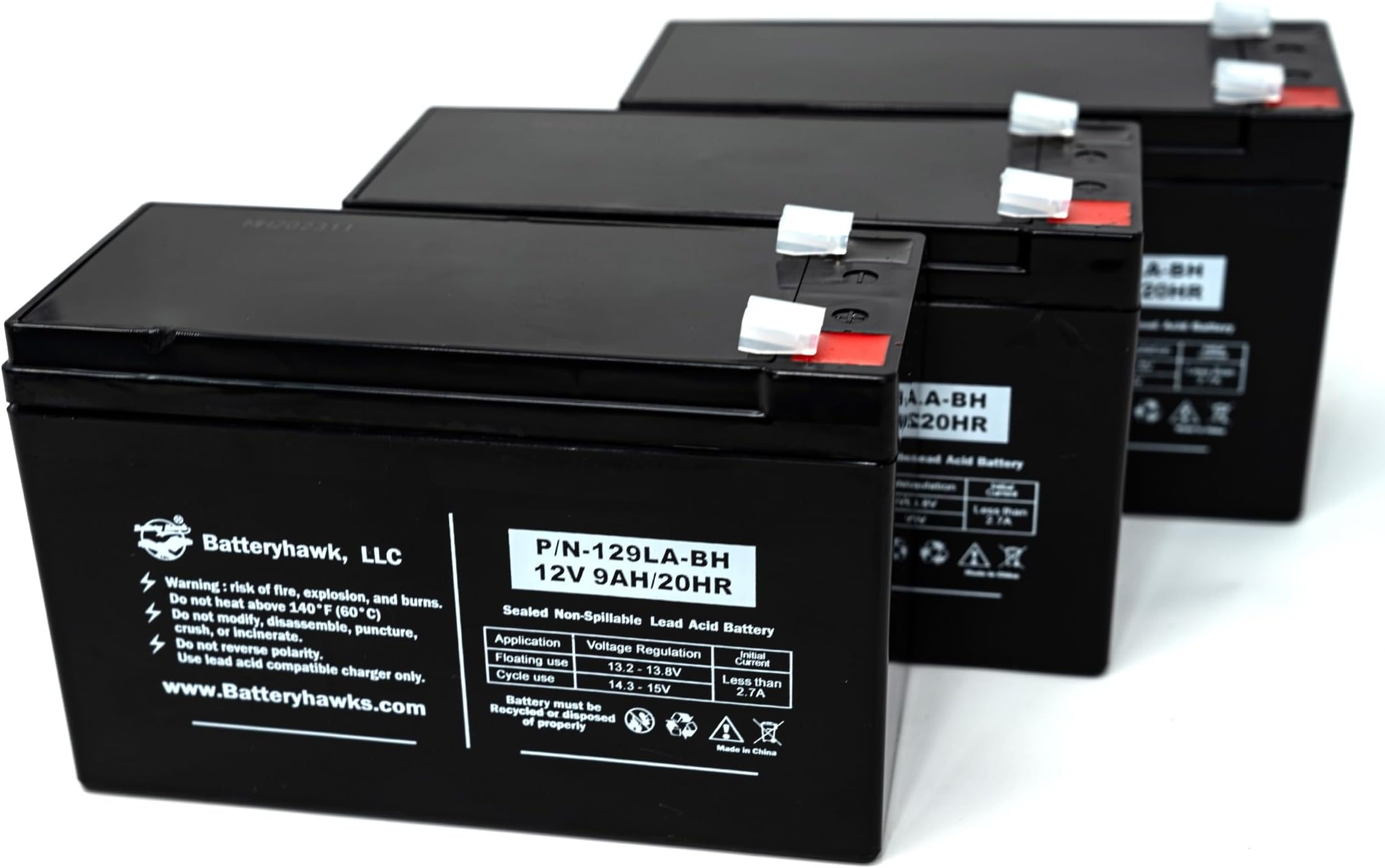 Battery Hawk (3 Pack) RB1290A SLA0020 WP9-12 WP9-12 SLA1088 UB1290-F2 CP1290 FP1270 FP1272 PC1270 BAT1 27 12V7.0AH