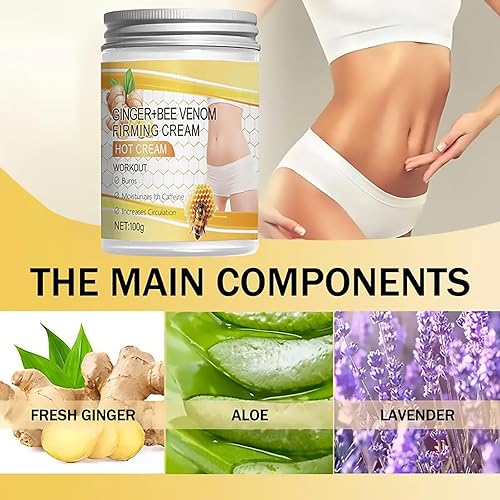 Miniatura 3 de Ginger Bee Venom Crema caliente, crema reafirmante de la piel para el cuerpo, mejora el sudor, promueve la circulación sanguínea, moldea e